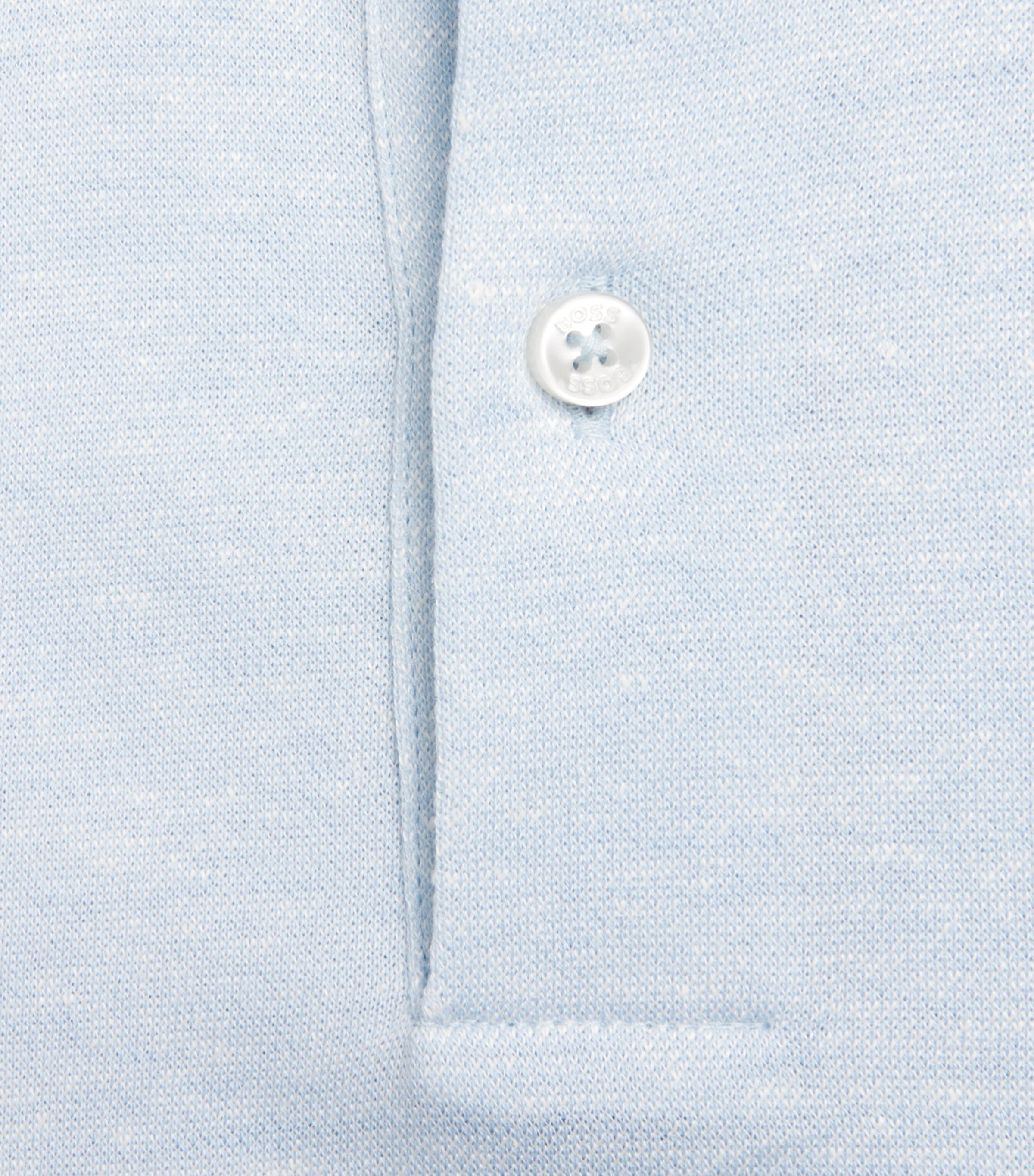 BOSS Mens Linen-Cotton Polo Shirt Light Pastl Blue Image 6