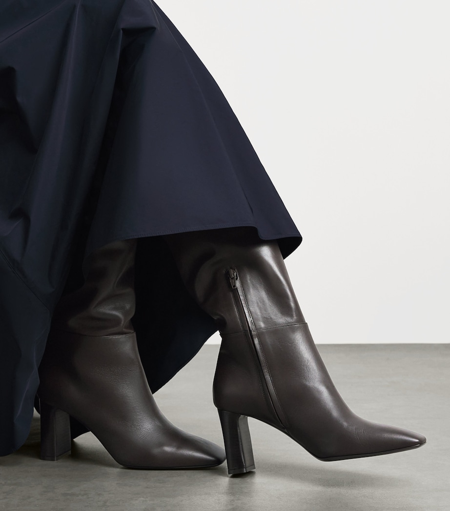 Max Mara Smooth Leather Knee-High Boots 75 Dark Brown Image 2