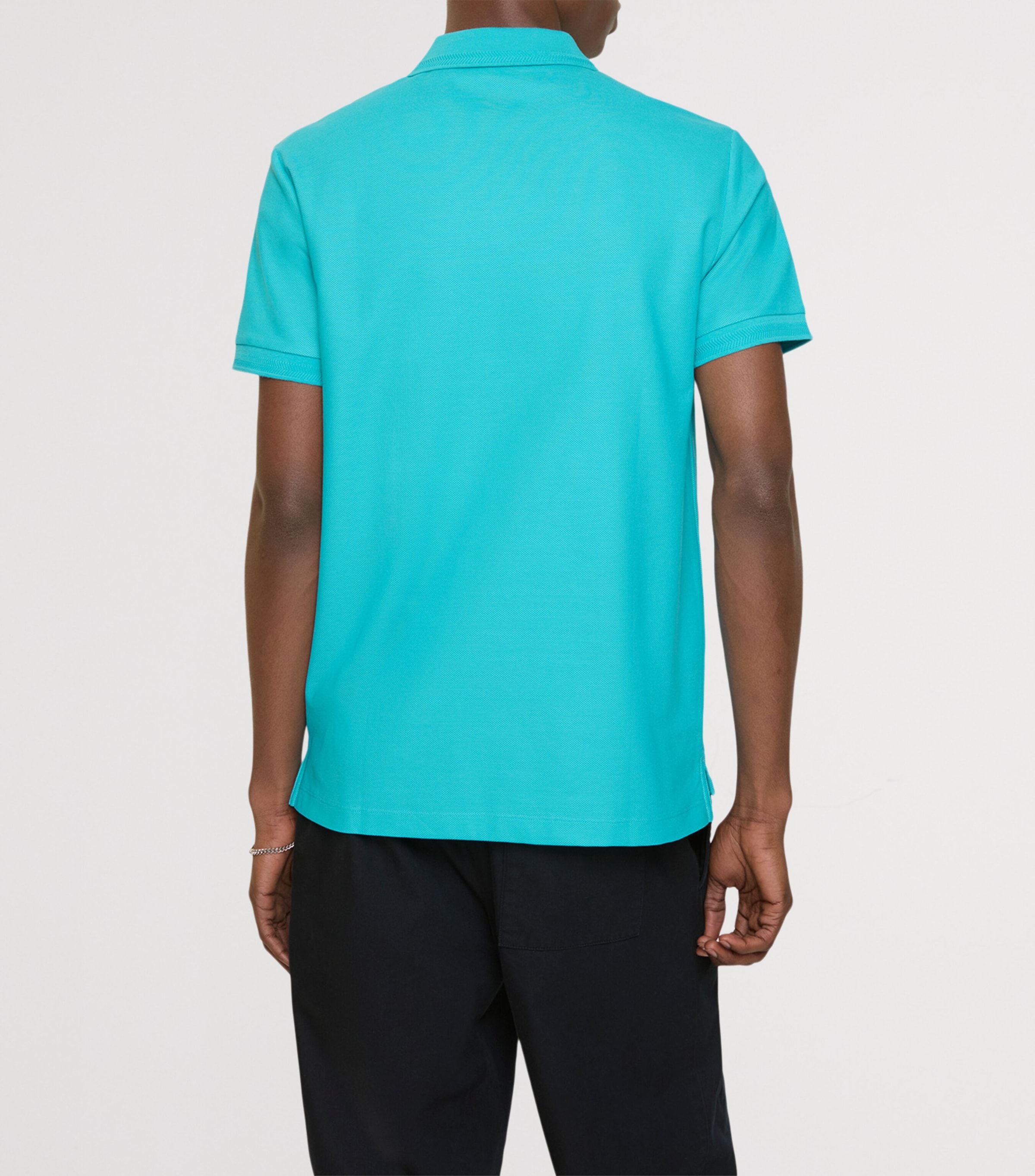 Cotton Check-Placket Slim Polo Shirt ATOM Image 3