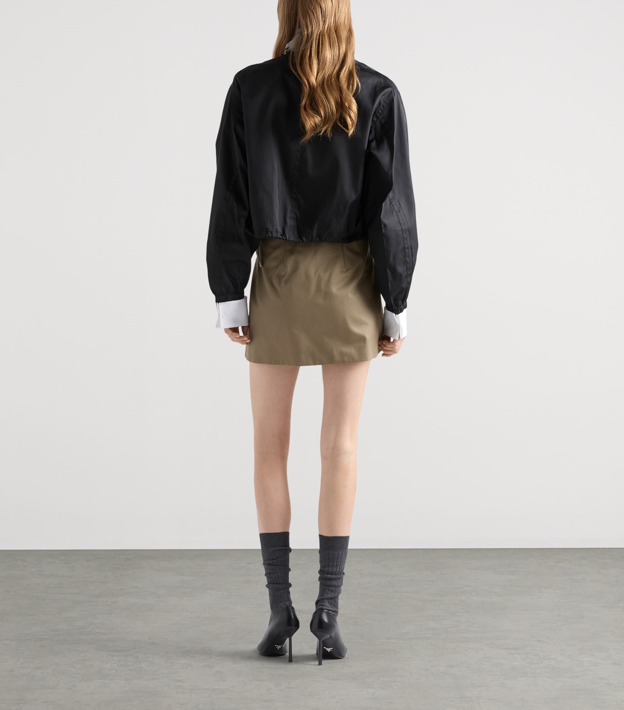 Prada Womens Chino Zip-Up Mini Skirt Grey Image 5