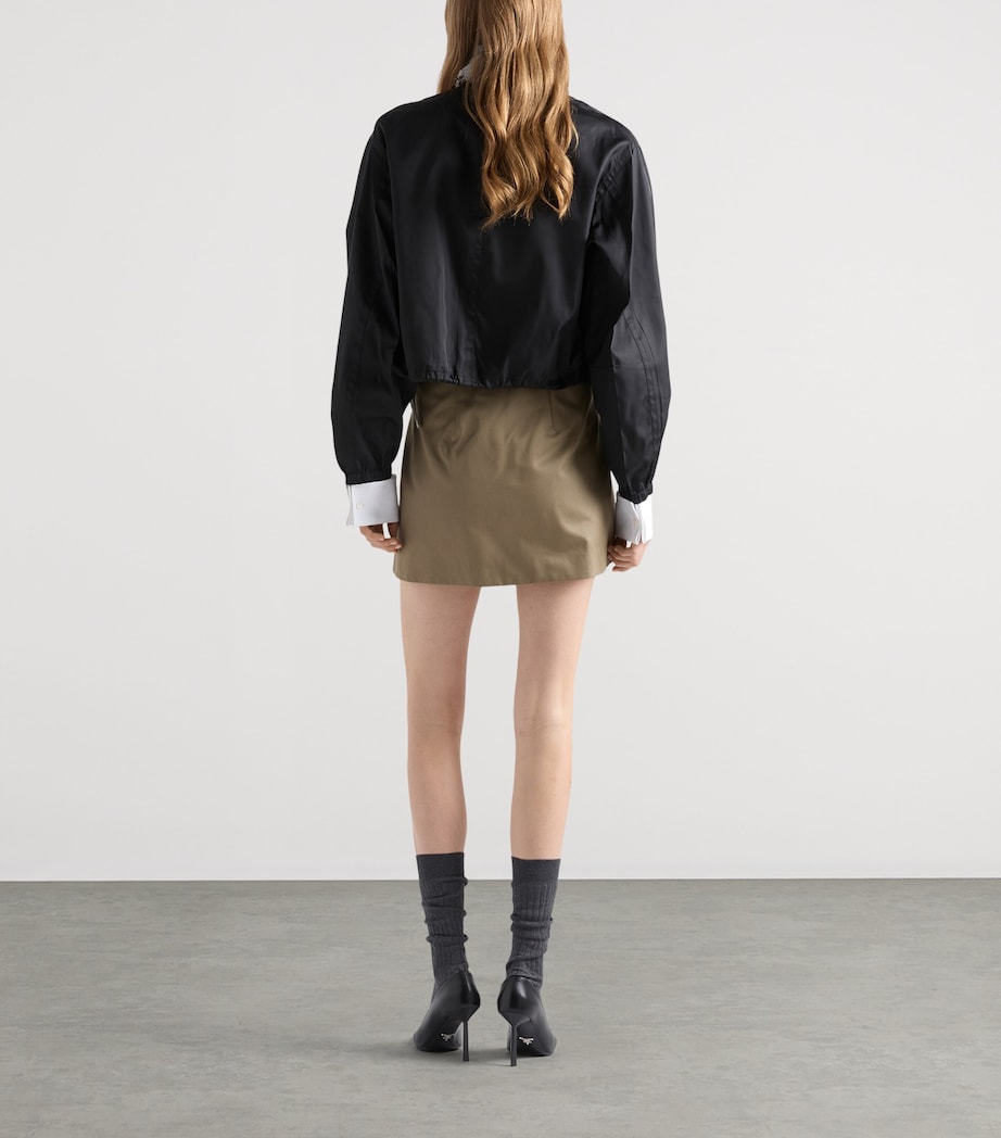 Prada Womens Chino Zip-Up Mini Skirt Grey Image 5