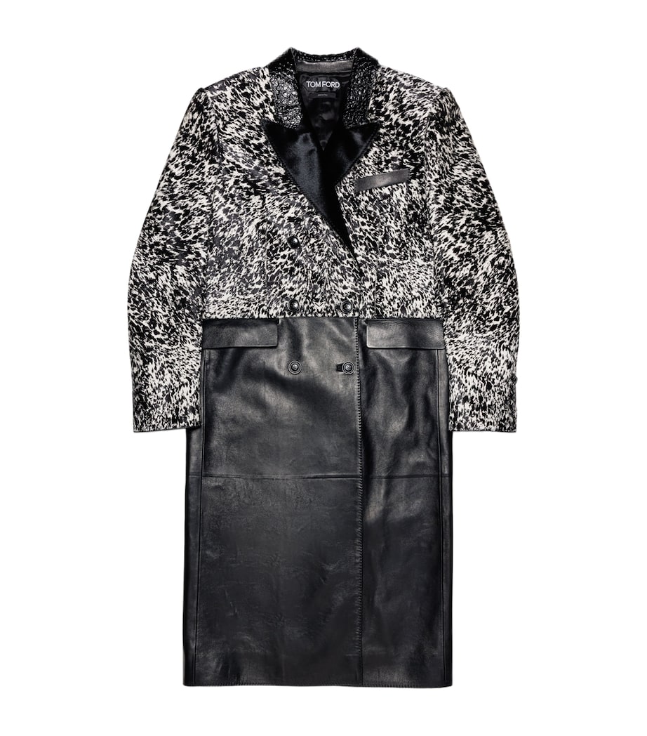 TOM FORD Womens Lambskin-Calf Hair Coat Bkw Image 1