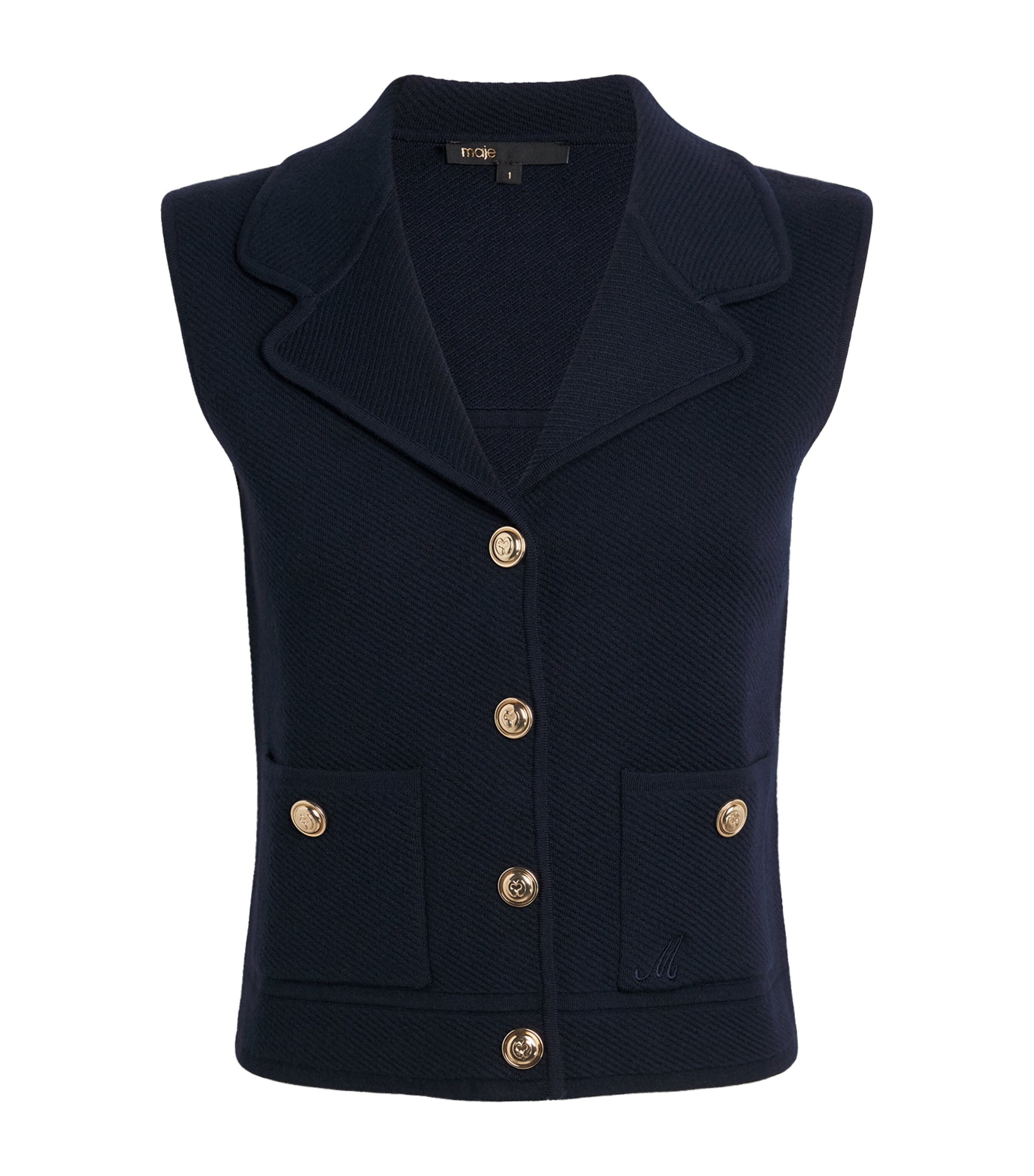 Maje Womens Sleeveless Waistcoat Navy Image 1