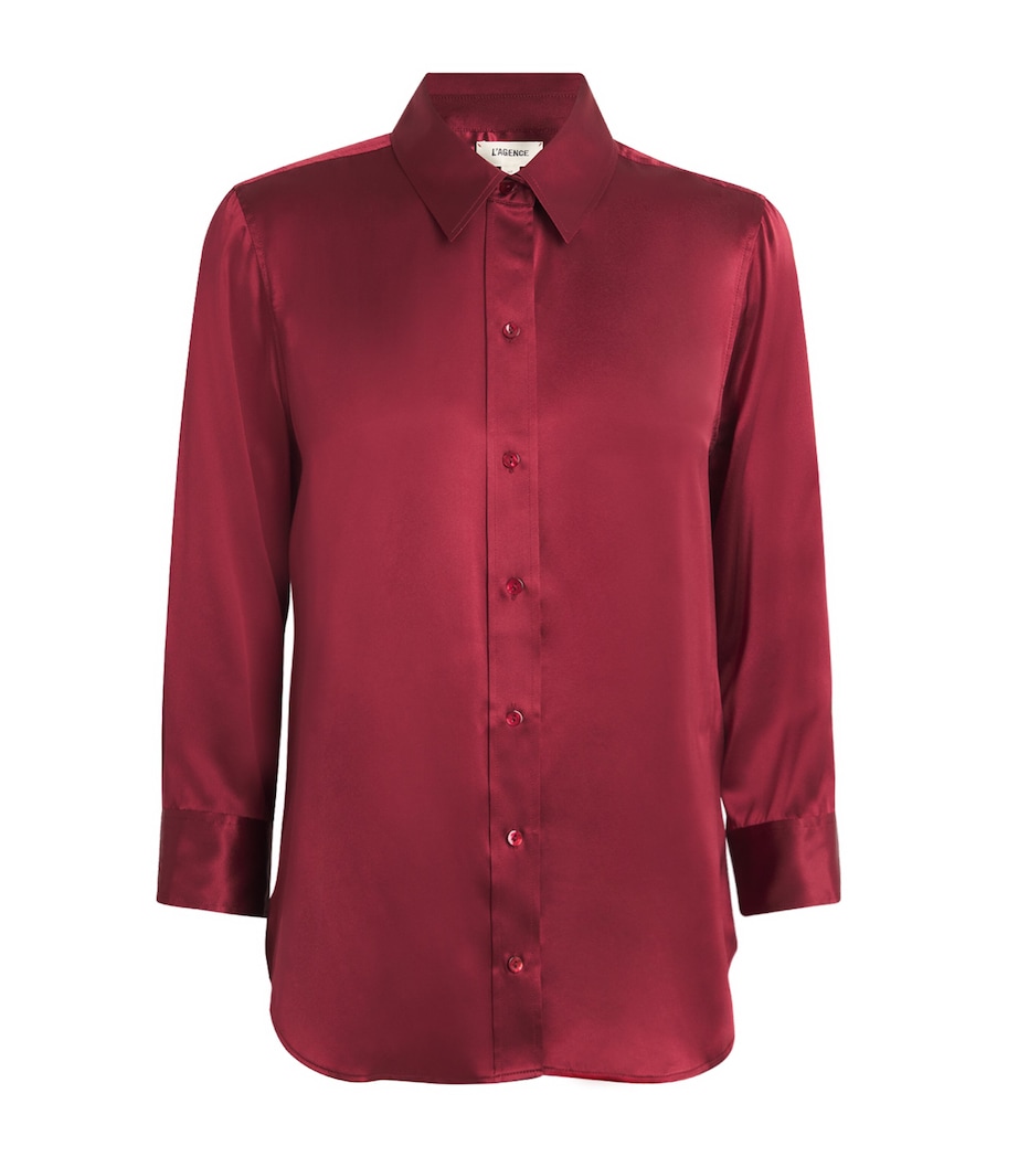 Silk Cropped-Sleeve Dani Blouse BLACK CHERRY Image 1