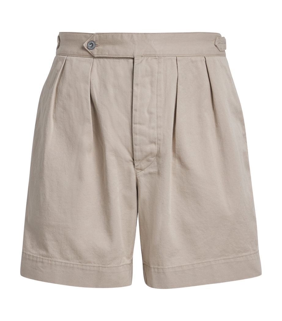 Cotton Twill Pleated Shorts BEIGE/KHAKI Image 1