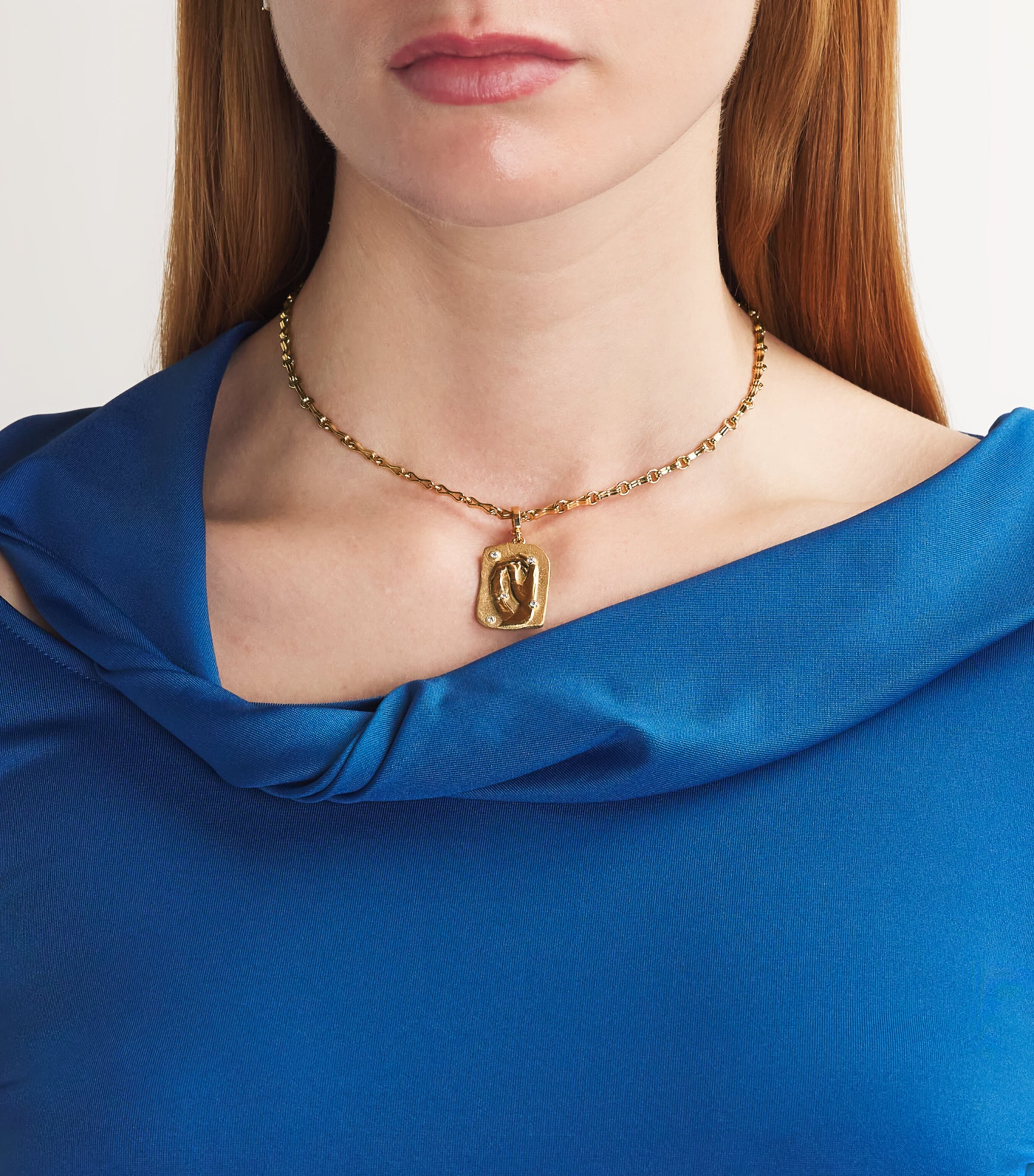 Azlee Large Yellow Gold and Diamond Collide Relic Coin Charm Yellow Gold Image 2