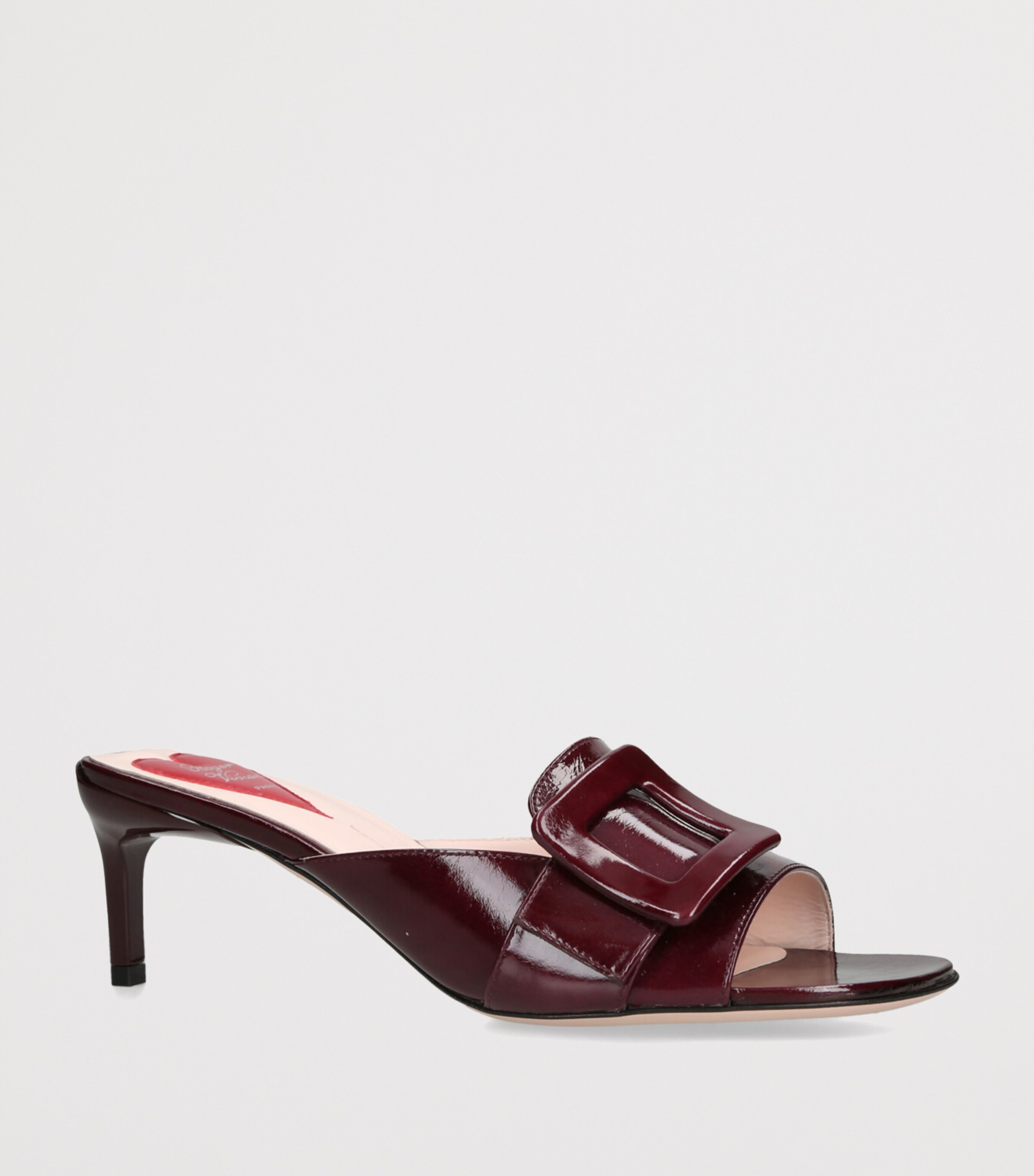 Roger Vivier Patent Leather Viv’ Canard Mules 55 Wine Image 3