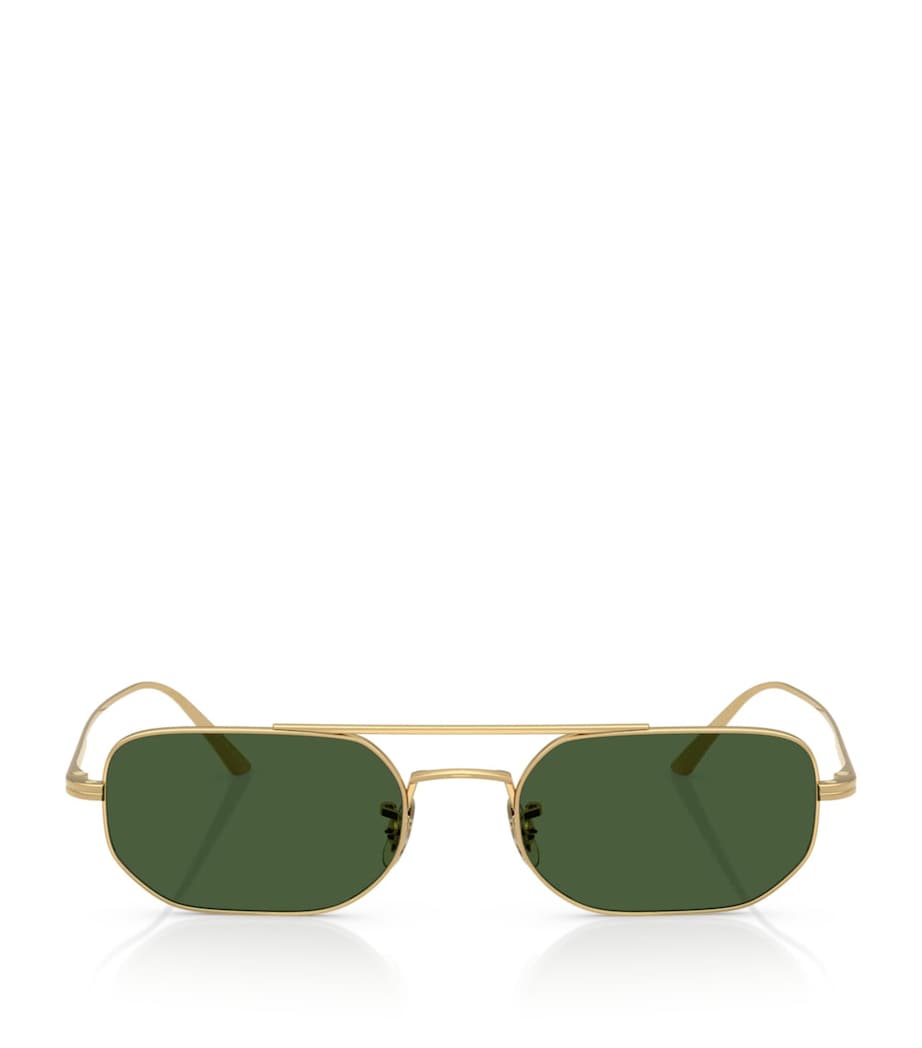 Oliver Peoples Steel 1989C Rectangle Sunglasses Gold Image 1