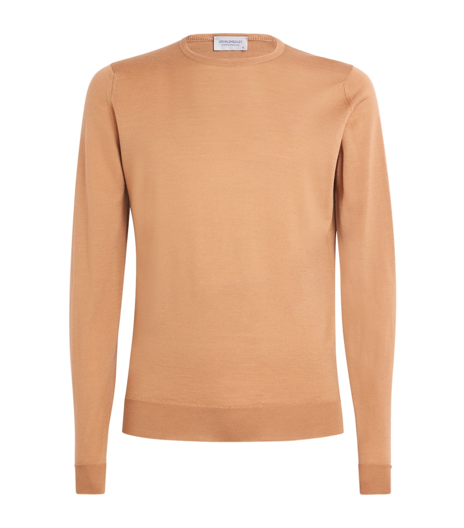 John Smedley Mens Merino Wool Lundy Sweater Nutmeg Image 1