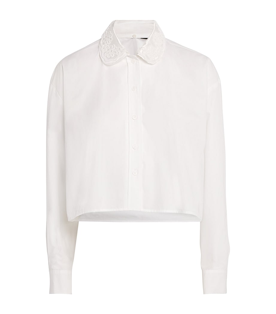 Cotton Embroidered Cropped Shirt WHITE Image 1