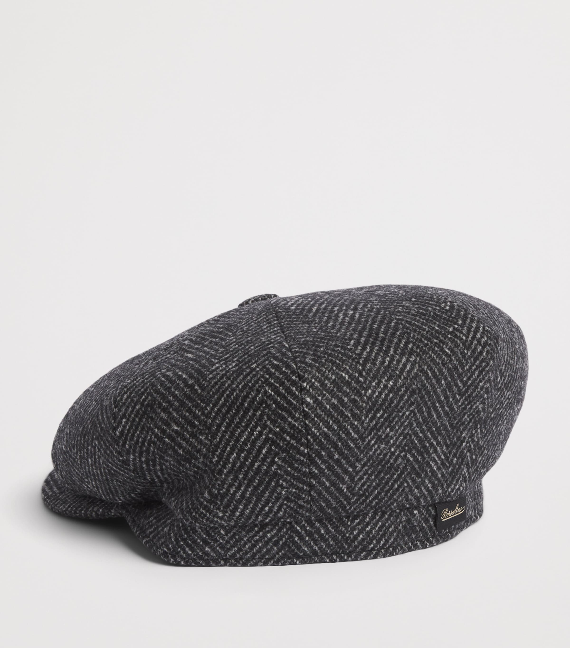Borsalino Wool-Blend Herringbone Baker Boy Hat Spigato Grigio Image 2