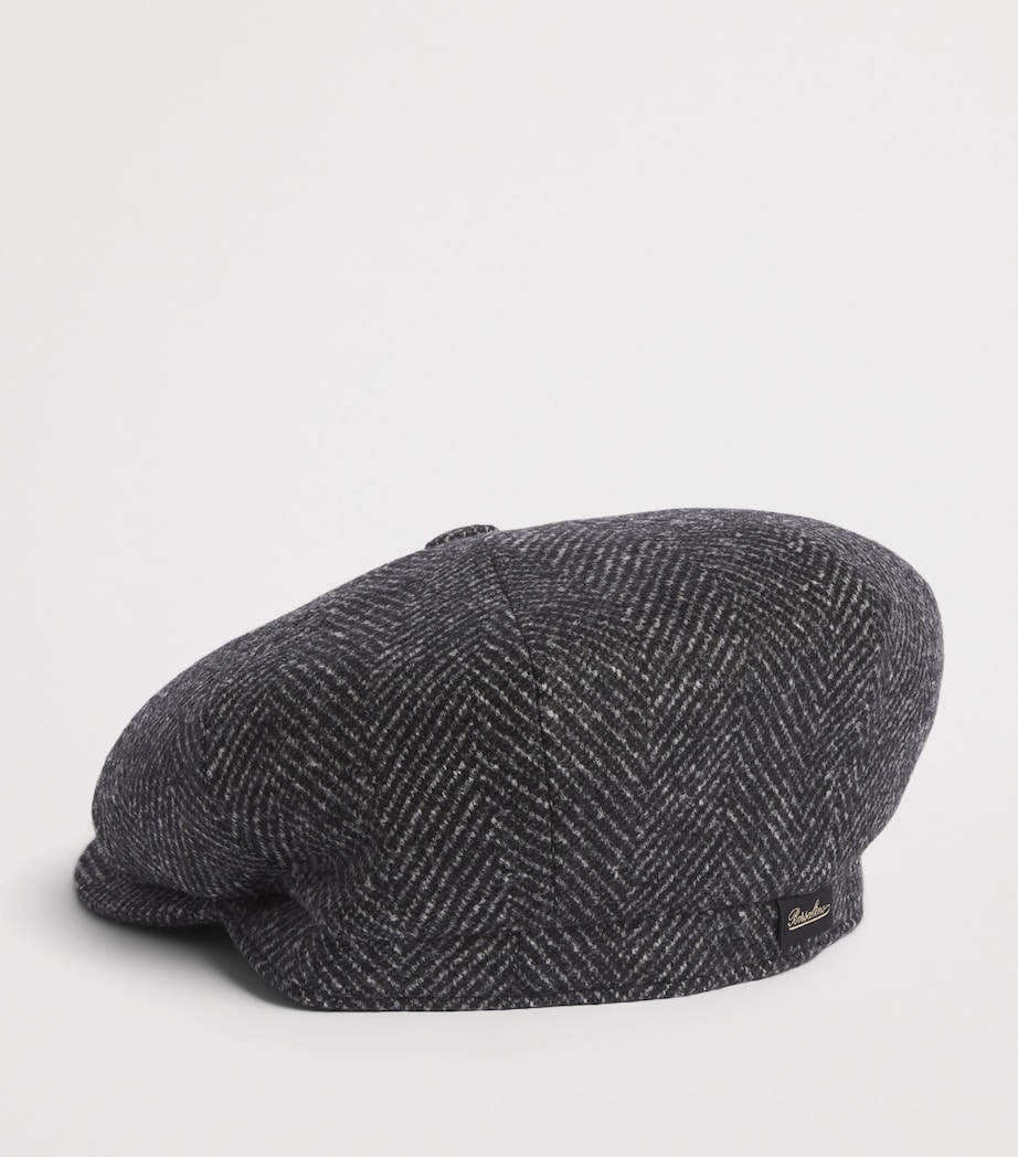 Borsalino Wool-Blend Herringbone Baker Boy Hat Spigato Grigio Image 2