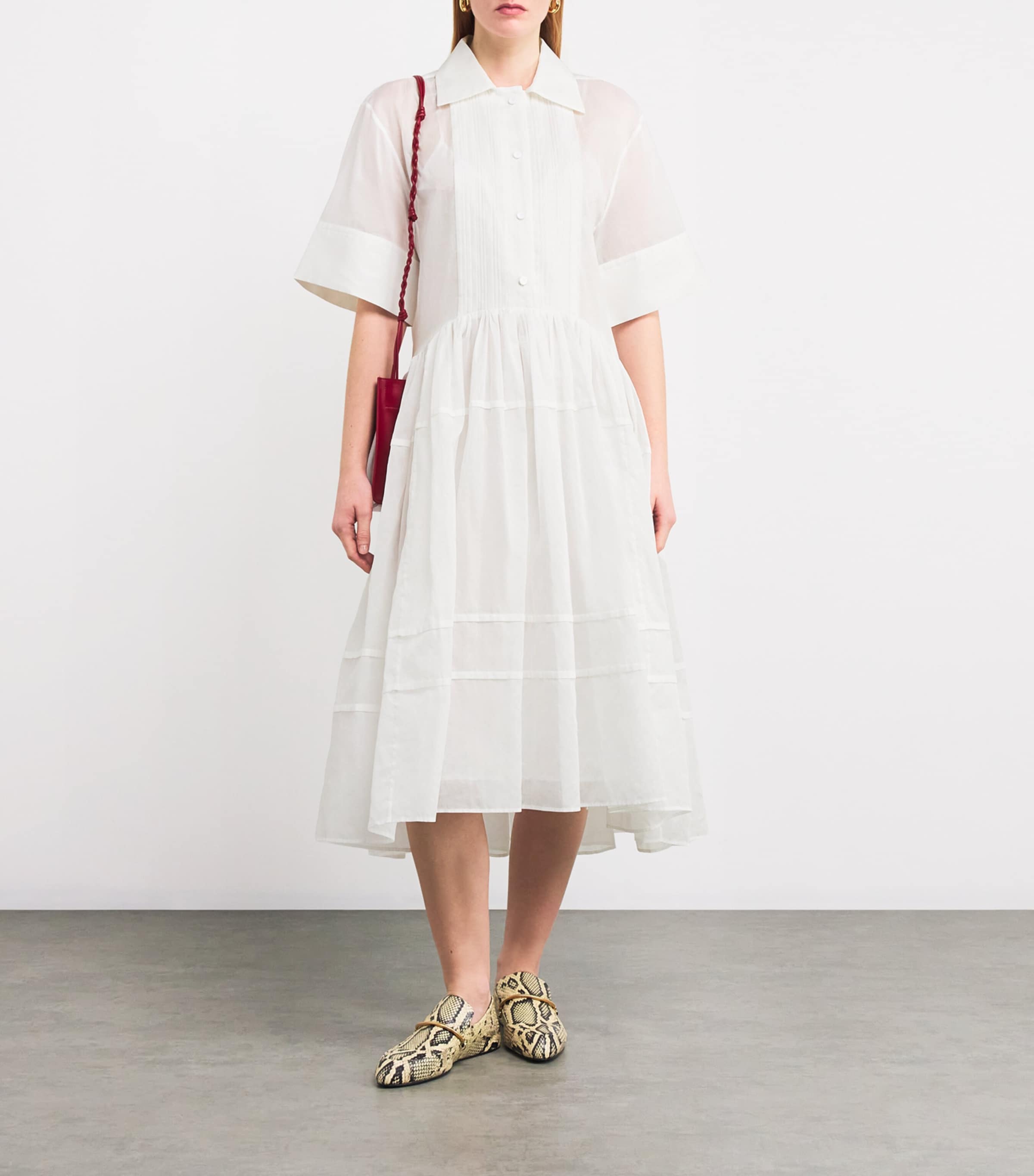 ワンピース Jil Sander White Cotton Dress JIL SANDER Cotton-poplin maxi shirt dress | NET-A-PORTER