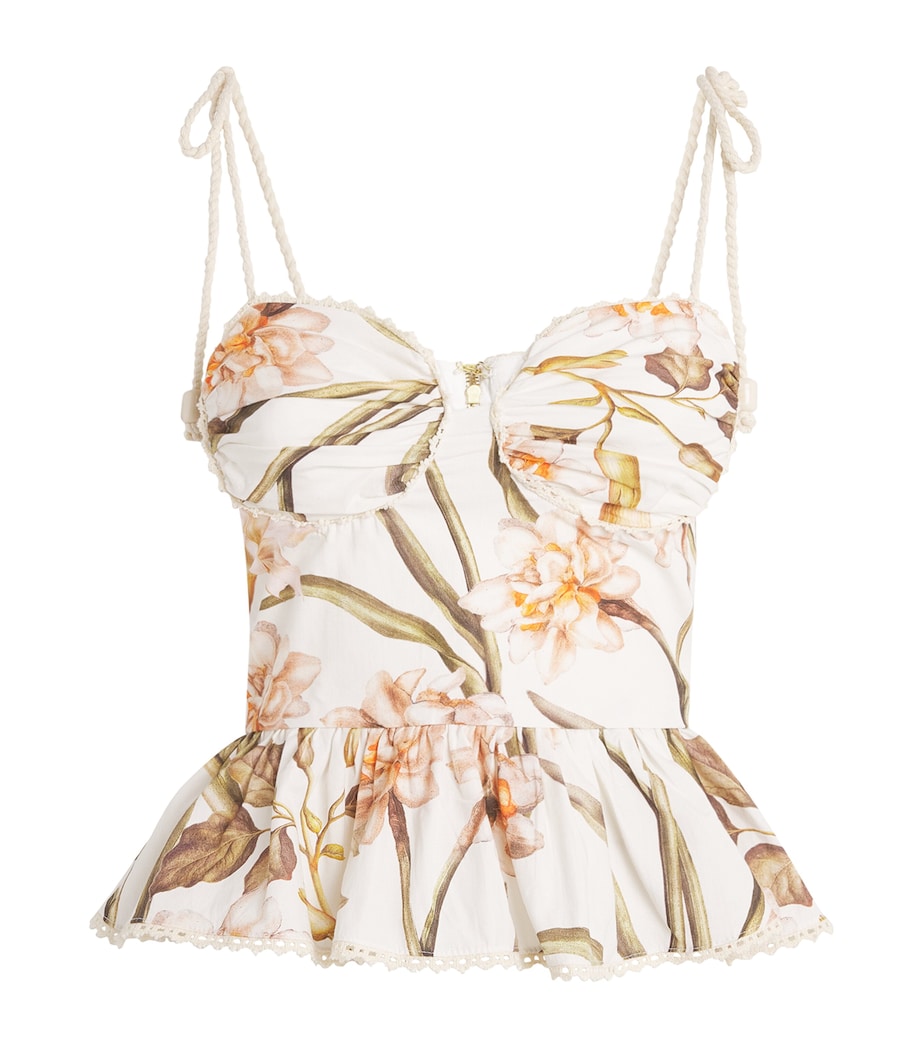 Cotton Peplum Botanic Top OFF WHITE Image 1