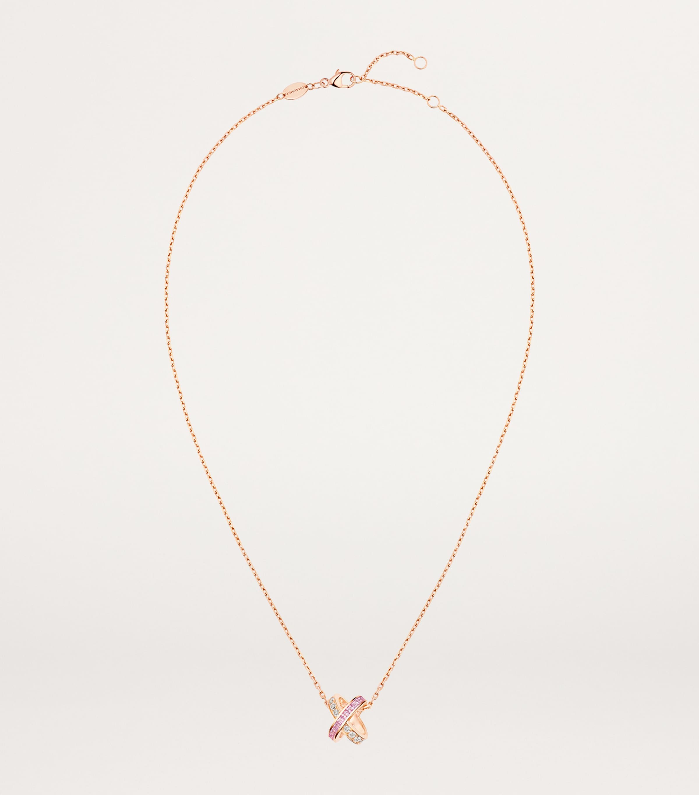 Rose Gold, Diamond and Pink Sapphire Jeux de Liens Pendant Necklace PINK GOLD Image 3