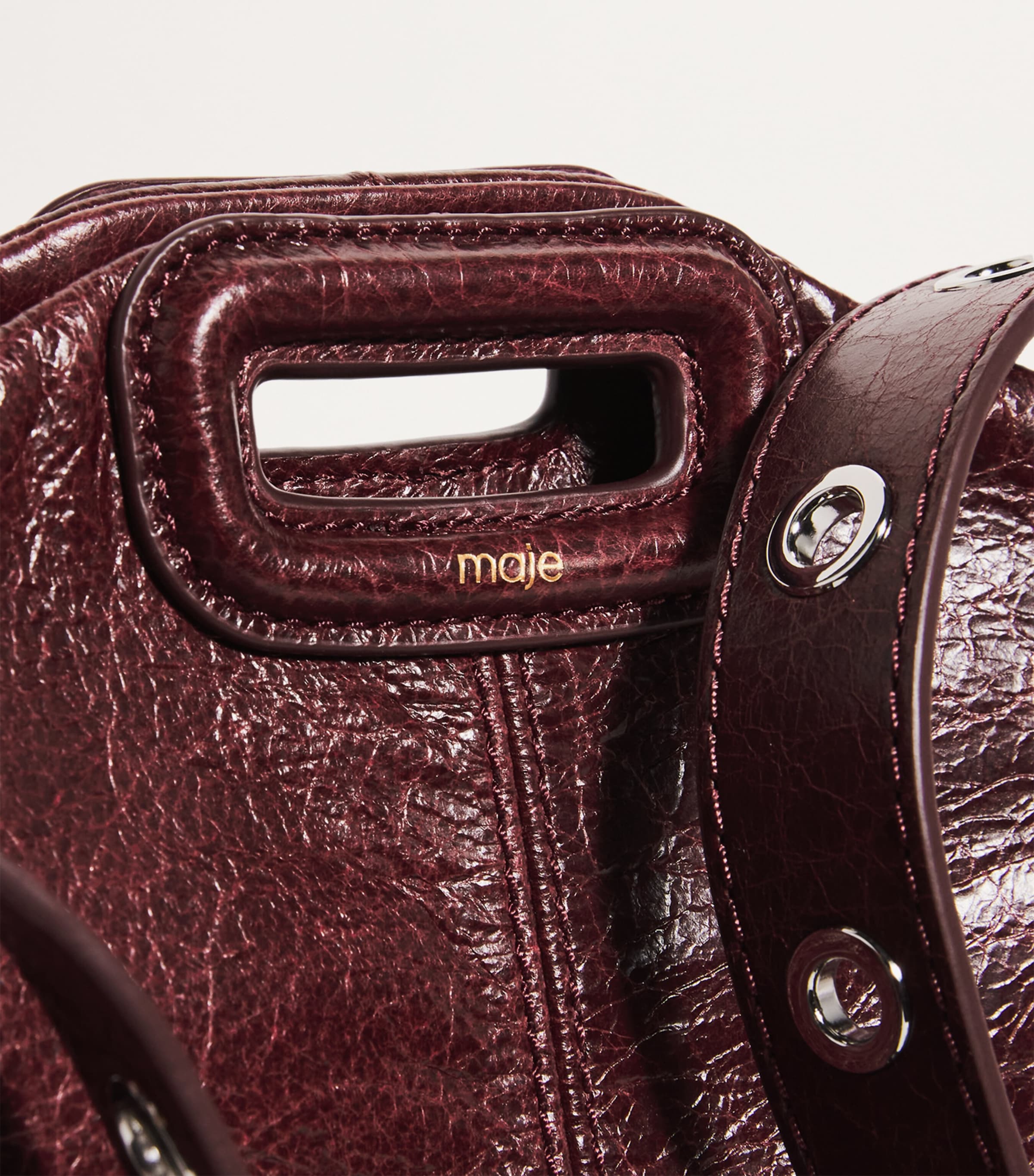 Leather Miss M Shoulder Bag BURGUNDY Image 4