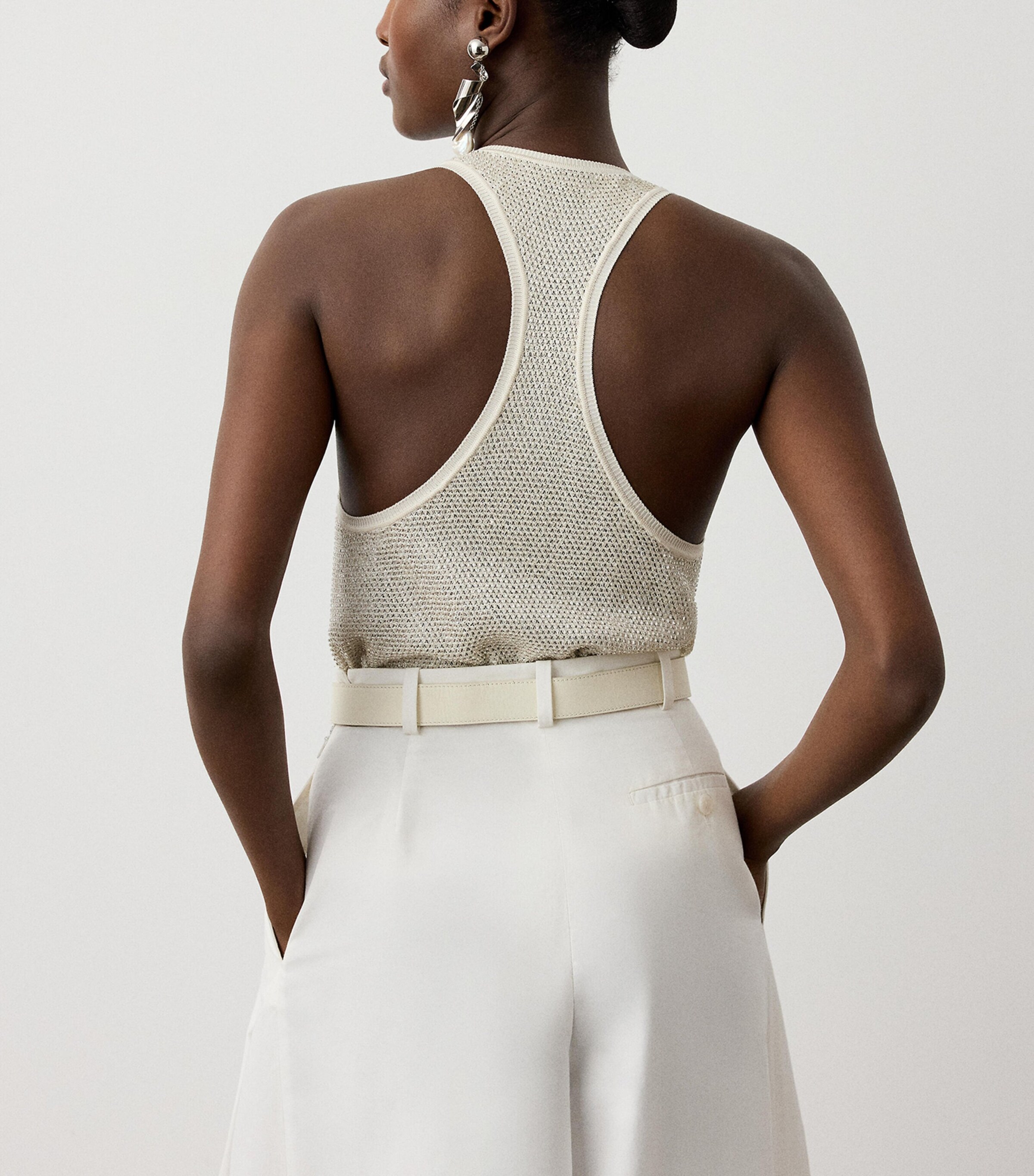 Ralph Lauren Collection Womens Mulberry Silk Embellished Tank Top Natural Image 3