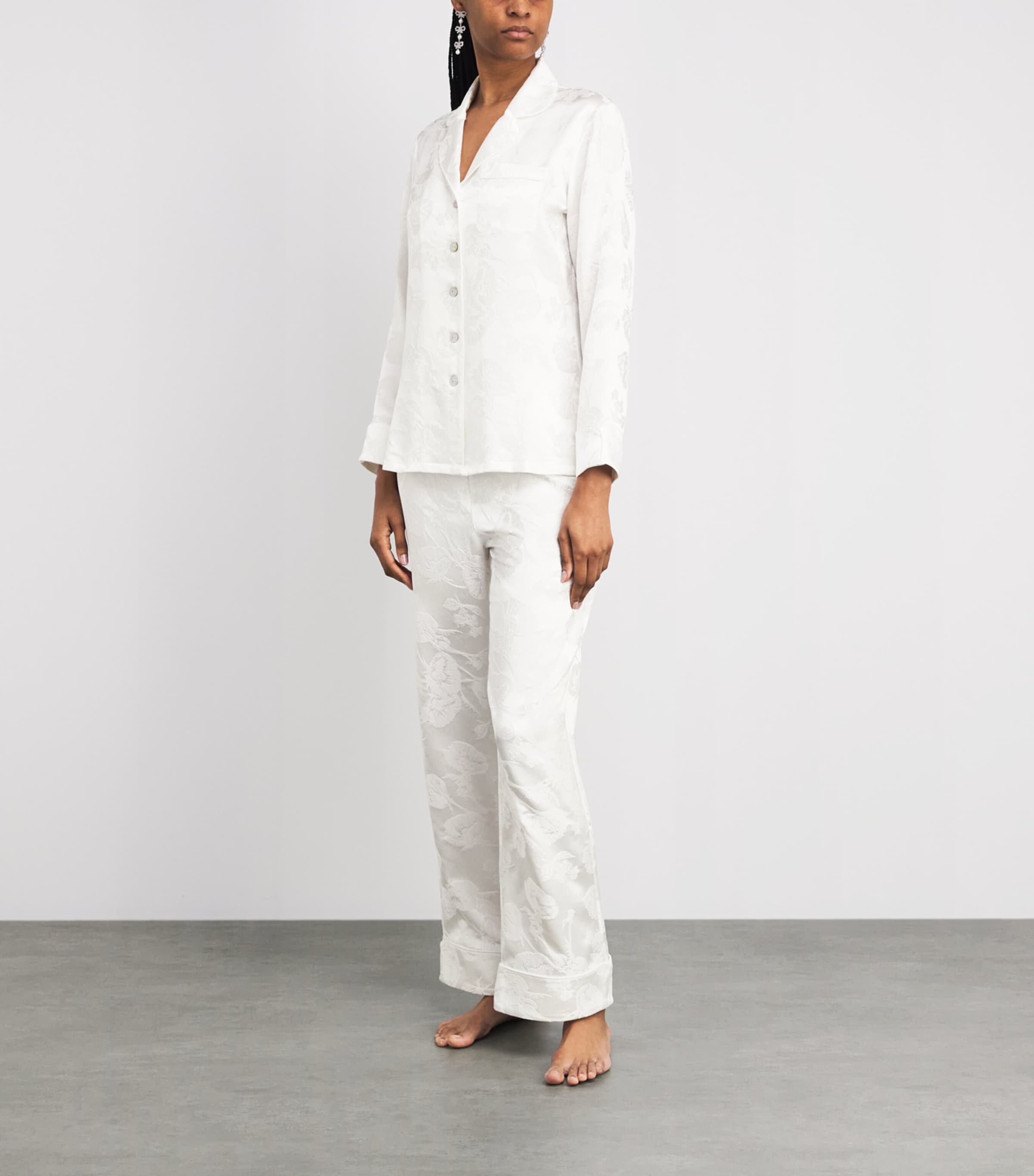 Olivia von Halle Womens Silk Jacquard Lila Pyjama Set Liliana Image 2