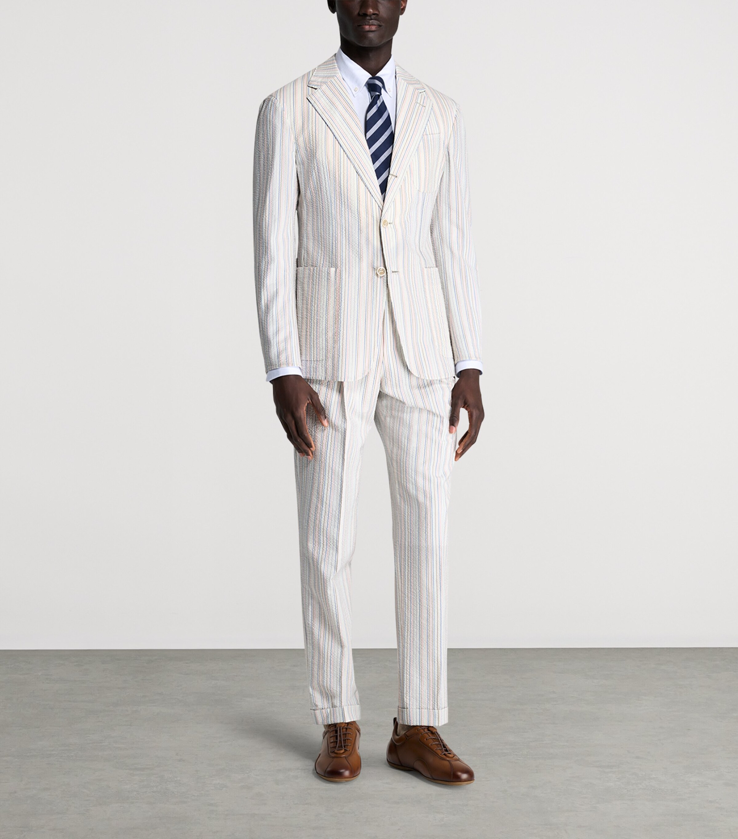 Dunhill Mens Wool-Silk Stripe Cavendish Blazer Image 4