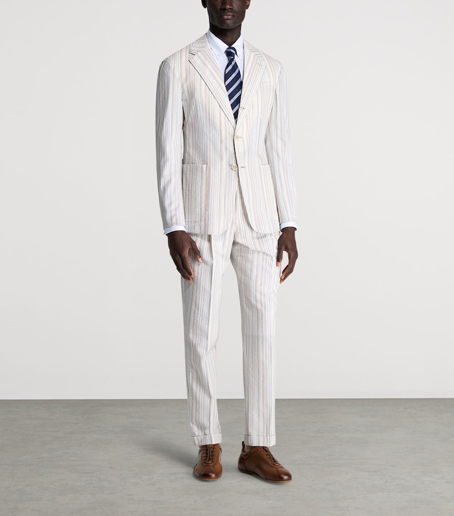 Dunhill Mens Wool-Silk Stripe Cavendish Blazer Image 4
