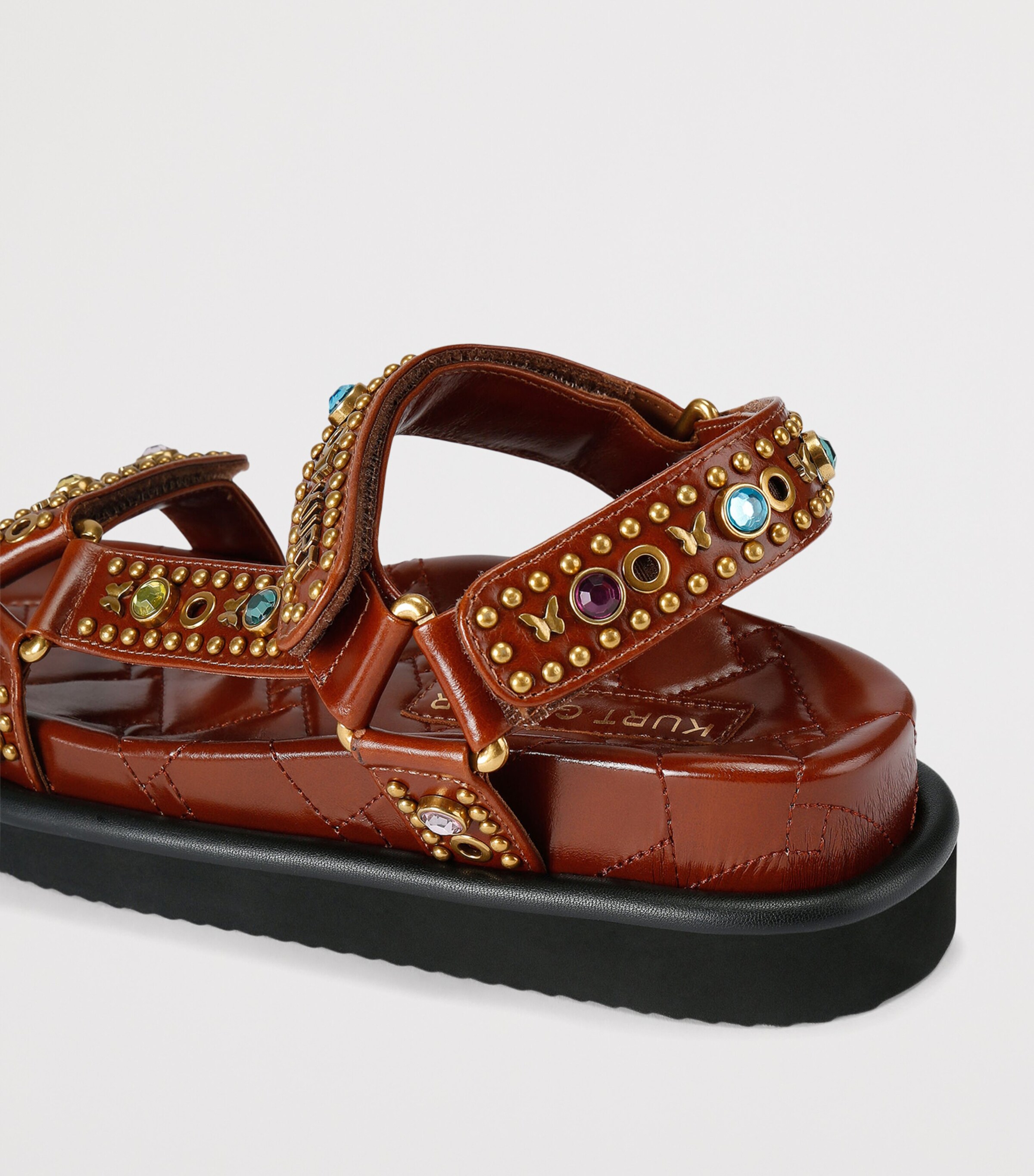 Kurt Geiger London Leather Embellished Orson Sandals Brown/oth Image 3