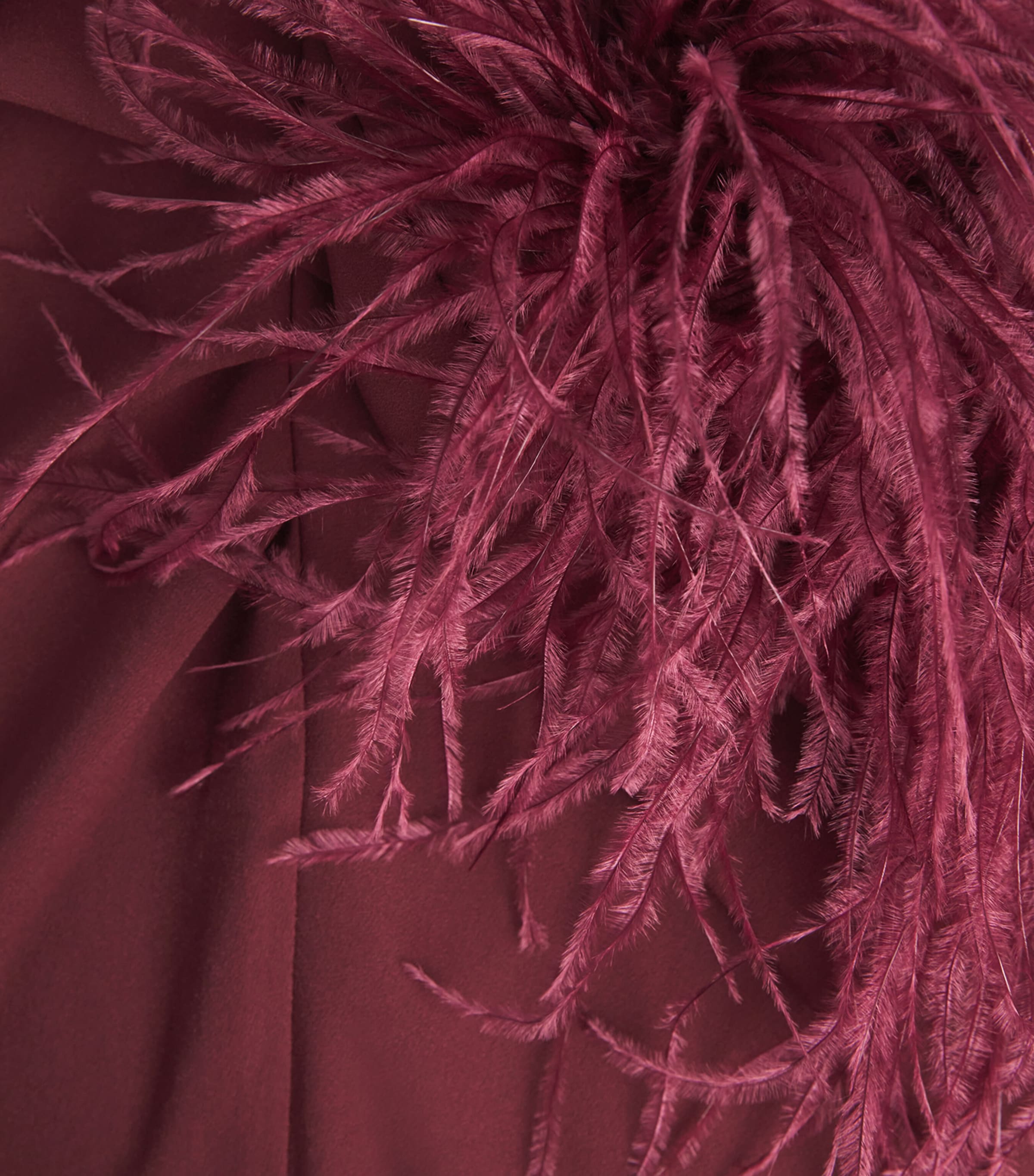 Feather-Trim Mini Dress CRIMSON Image 5