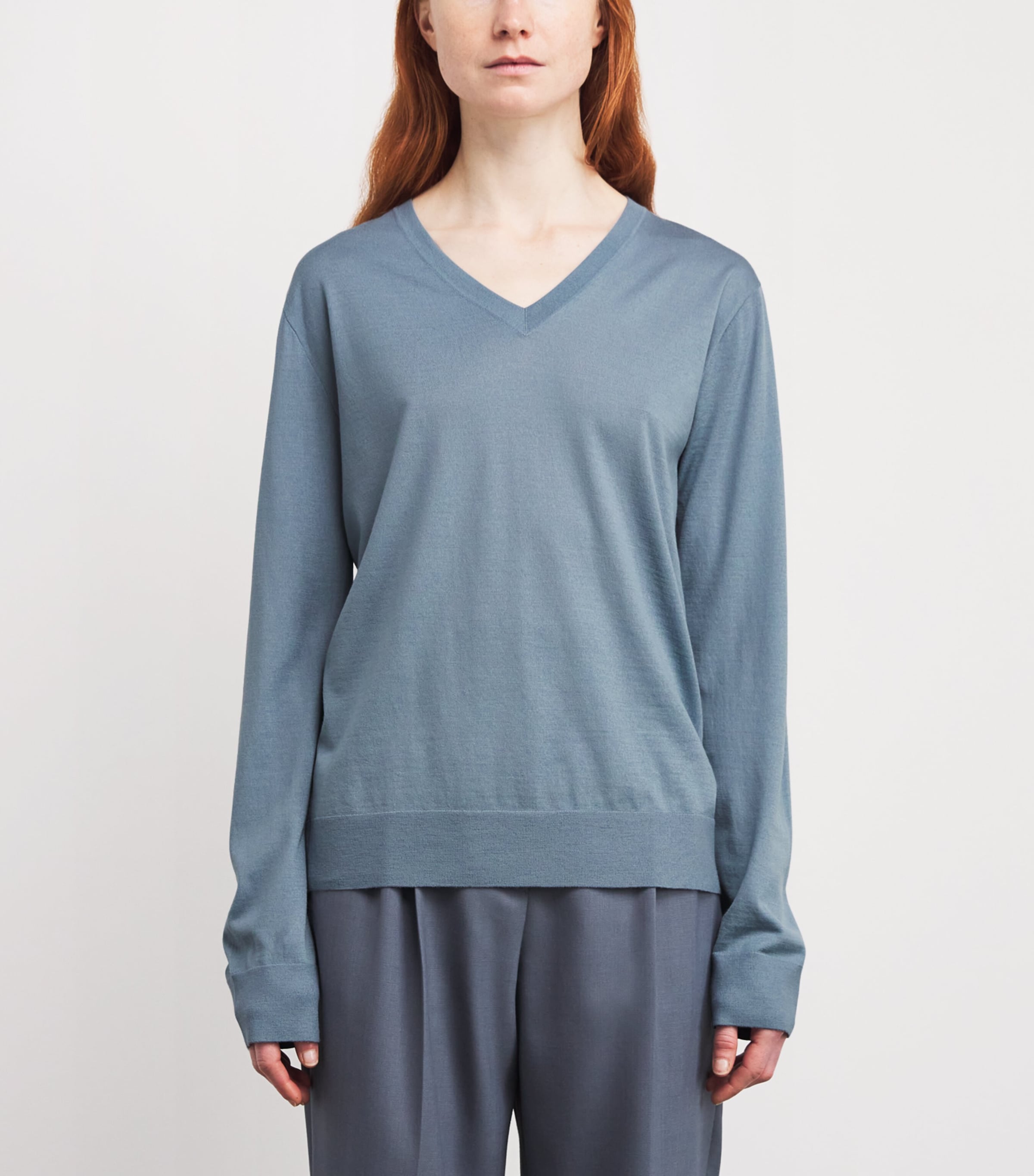 The Row Womens Naius Sheep Wool Sweater Azure Grey Image 3