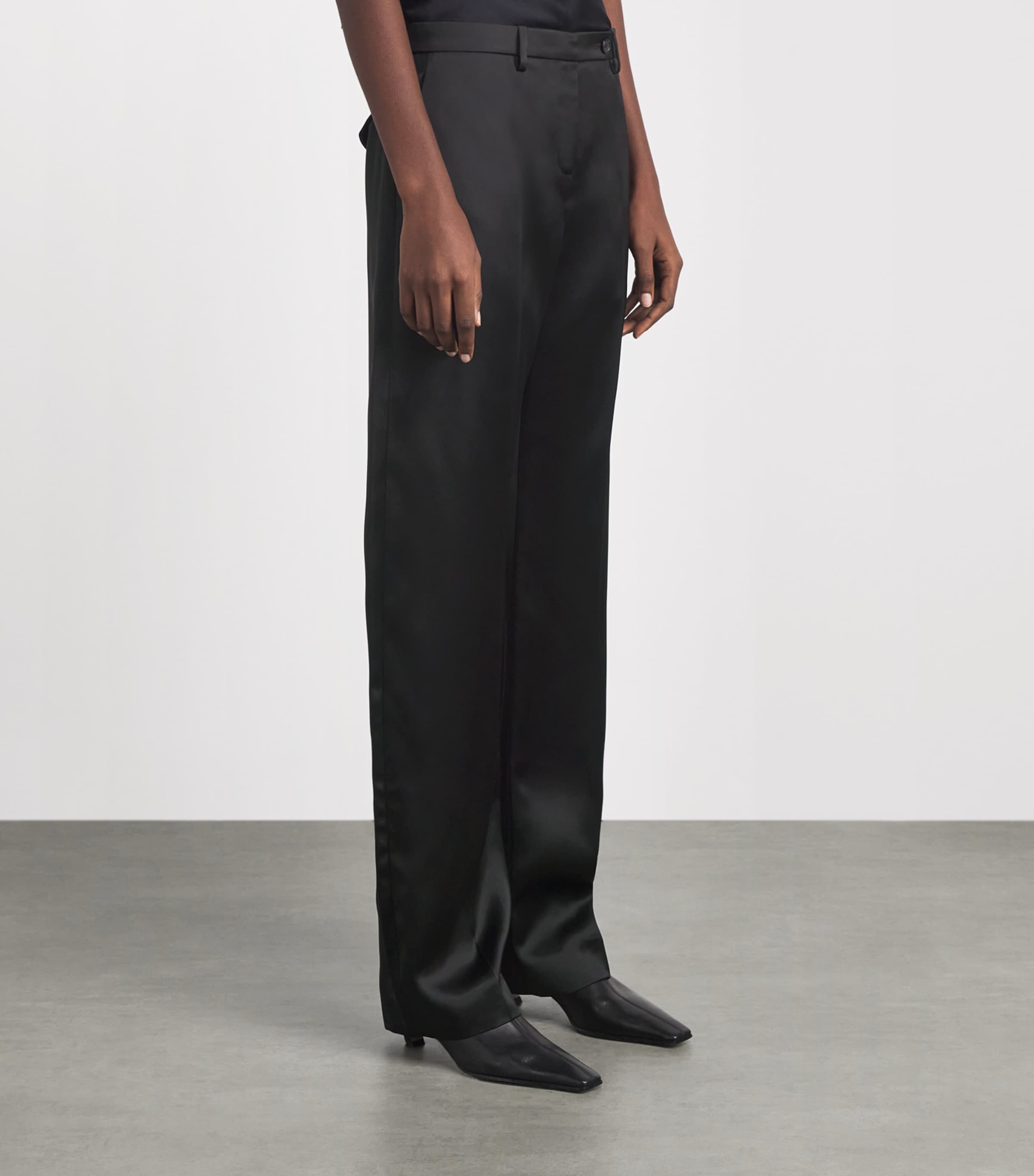 Khaite Womens Satin Hunter Straight Trousers Black Image 4