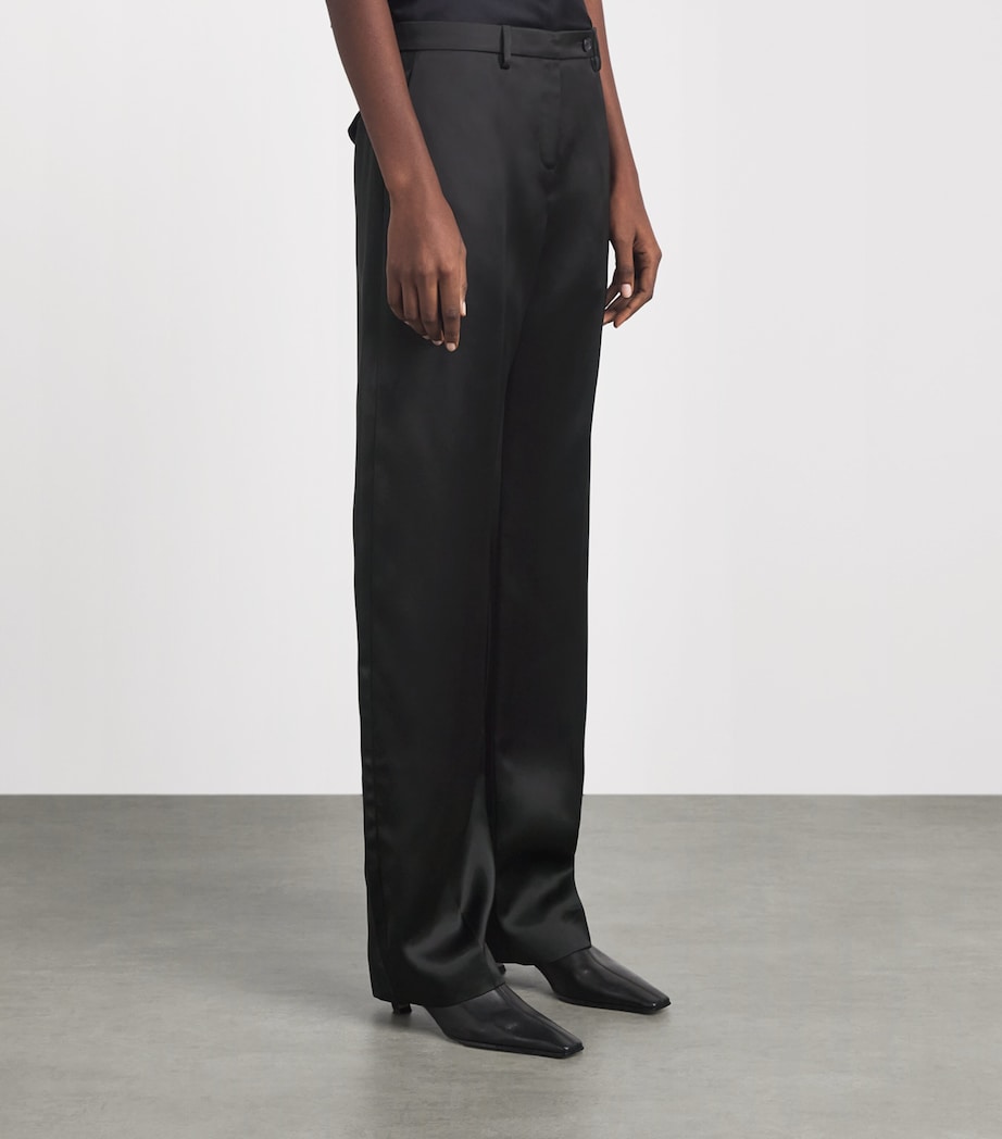 Khaite Womens Satin Hunter Straight Trousers Black Image 4