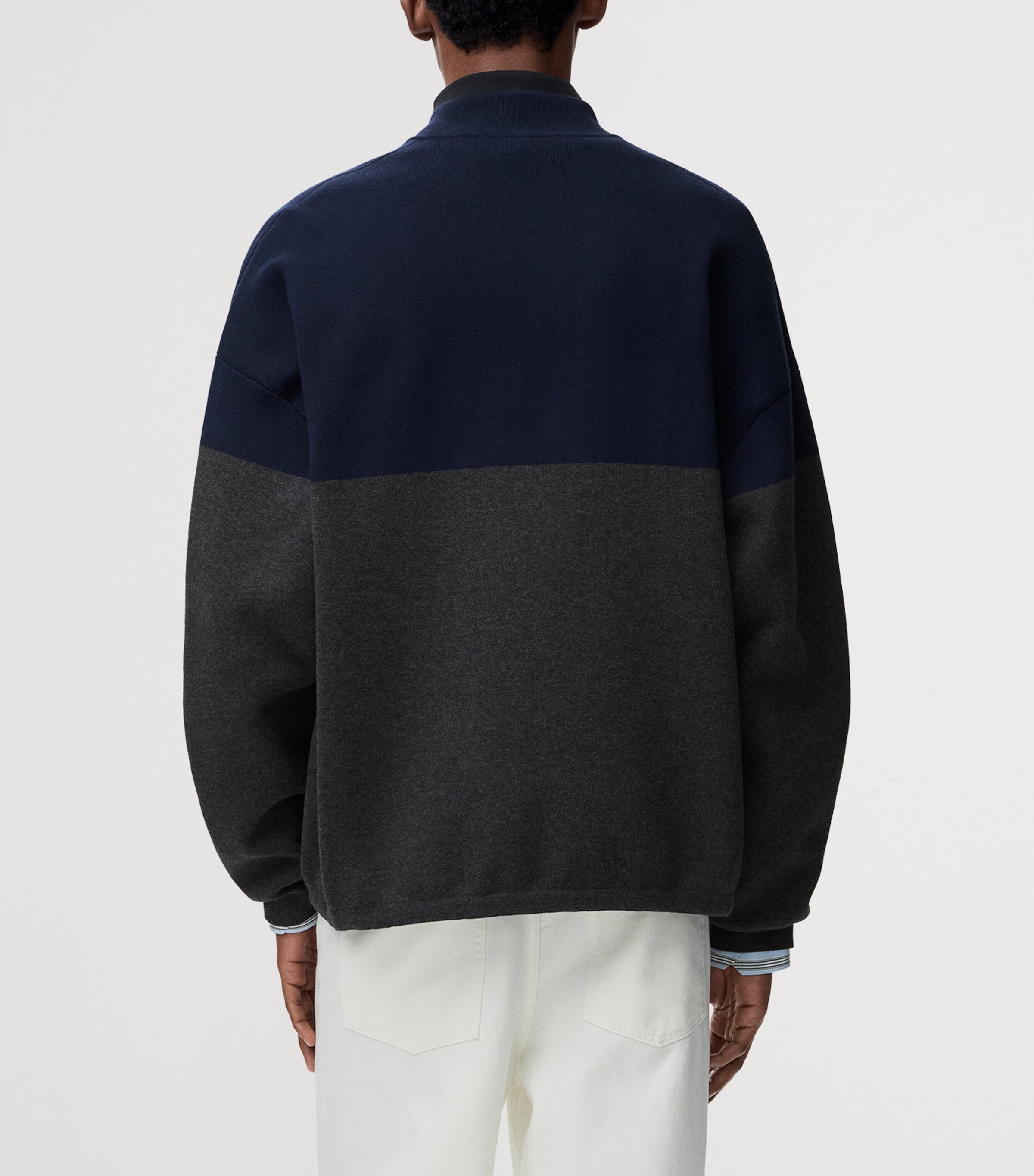 LOEWE Mens Two-Tone Cardigan Navy Blue/grey Image 4