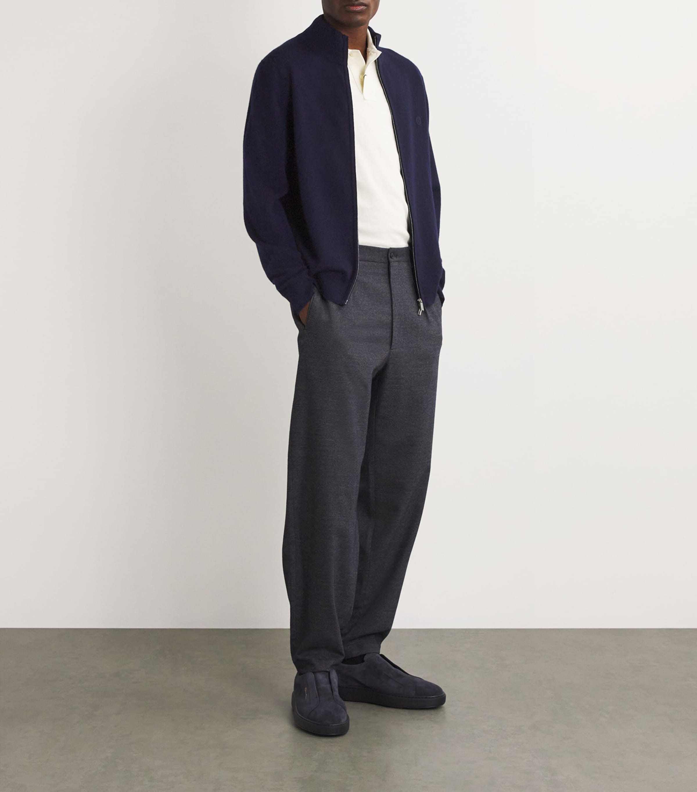 Cashmere Zip-Up Sweater T&D NAVY Image 2