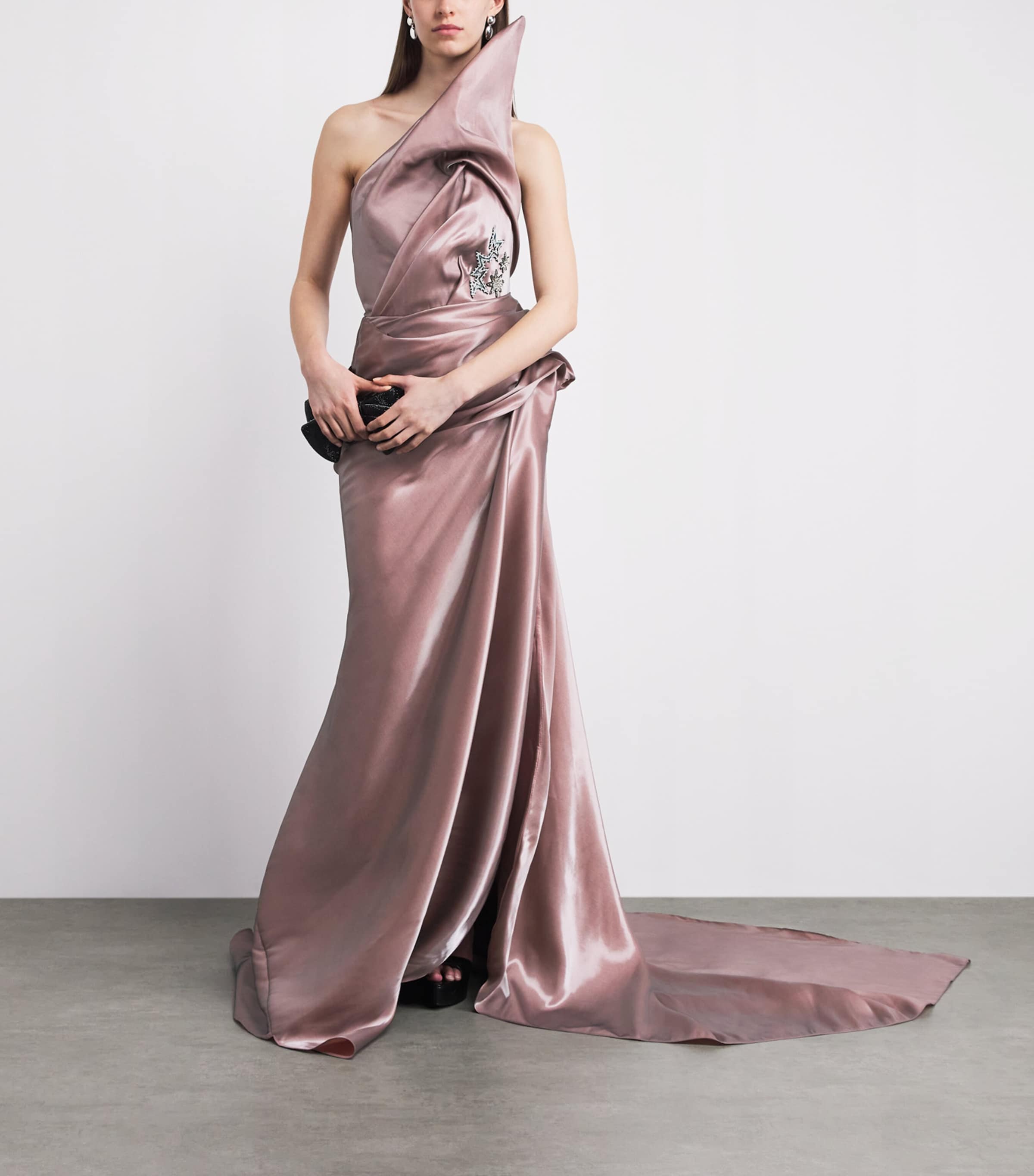 Maticevski Womens Satin Embellished Contentment Gown Smoke Pink Image 2
