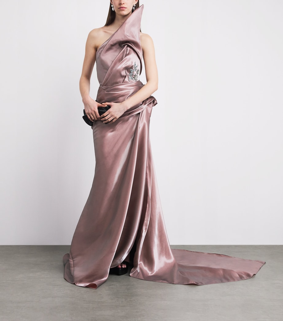 Maticevski Womens Satin Embellished Contentment Gown Smoke Pink Image 2