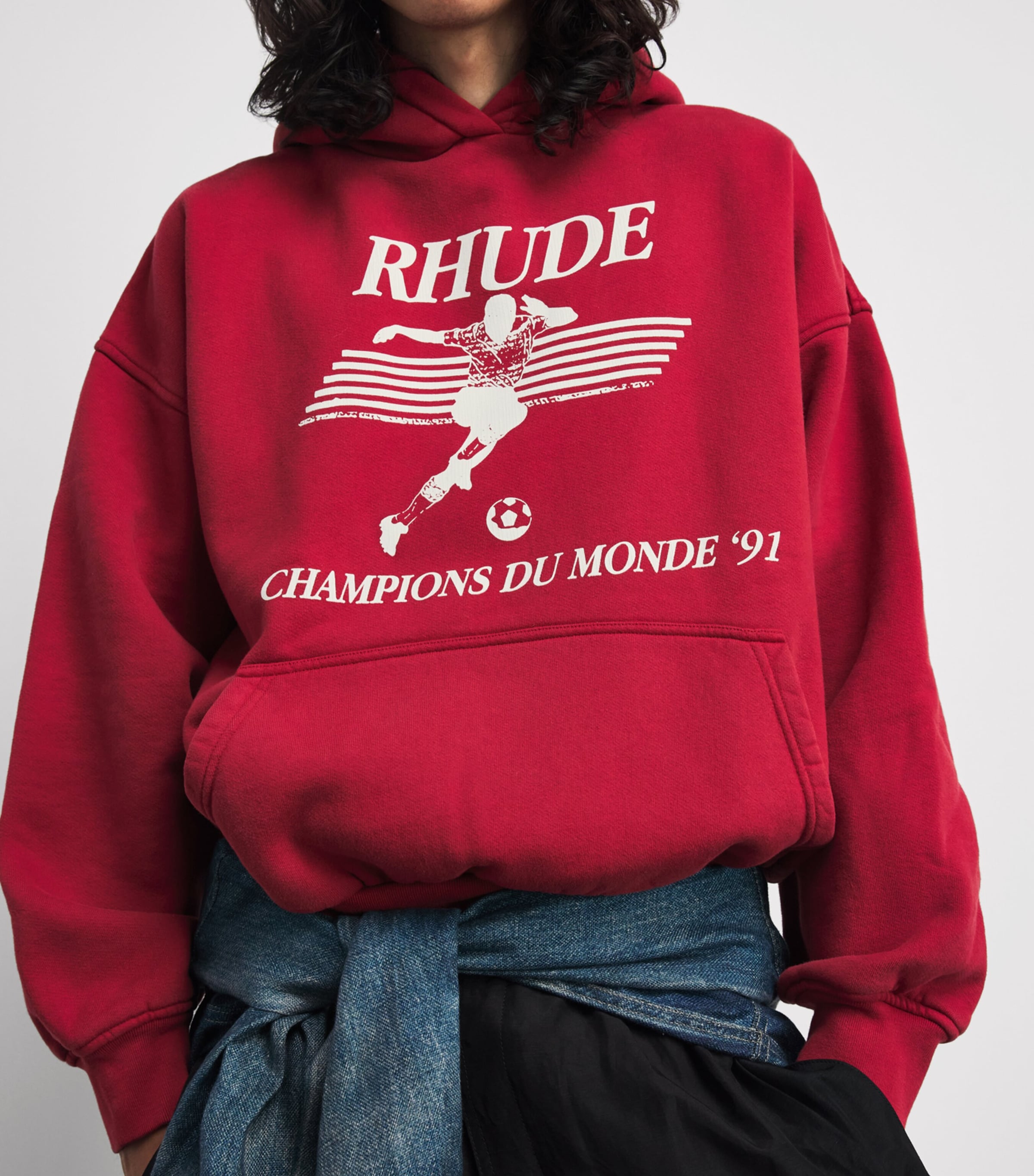 Rhude Mens Cotton Set Piece Hoodie Vntg Red/wht Image 3