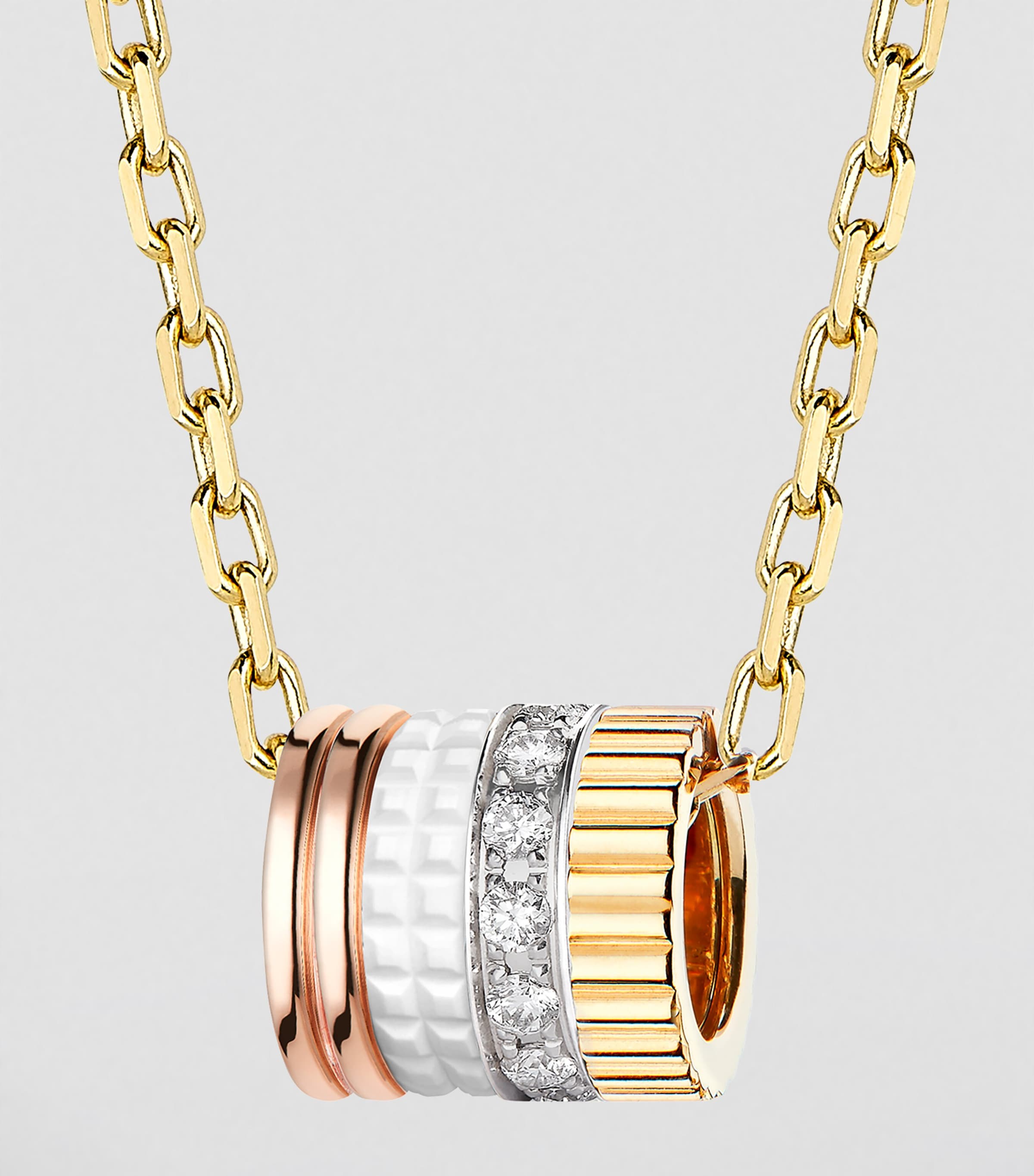Mixed Gold and Diamond Quatre White Edition Pendant Necklace YELLOW GOLD Image 4