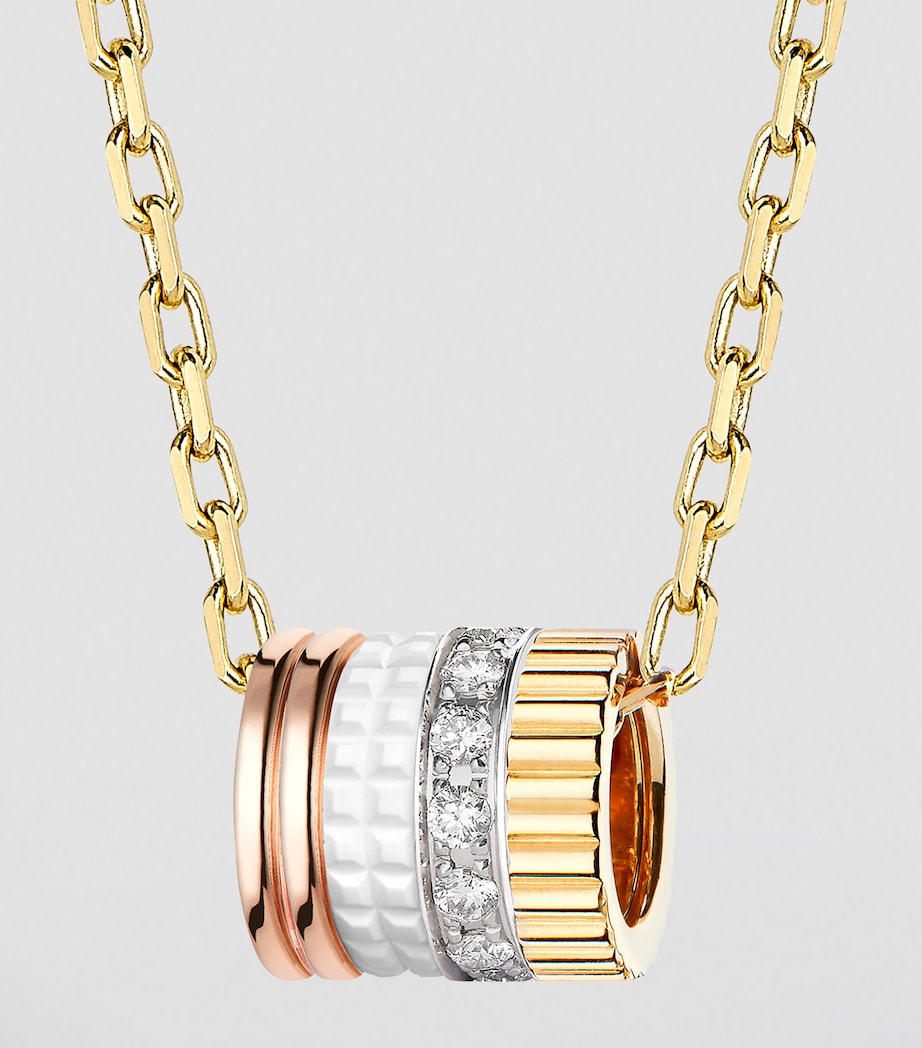 Mixed Gold and Diamond Quatre White Edition Pendant Necklace YELLOW GOLD Image 4