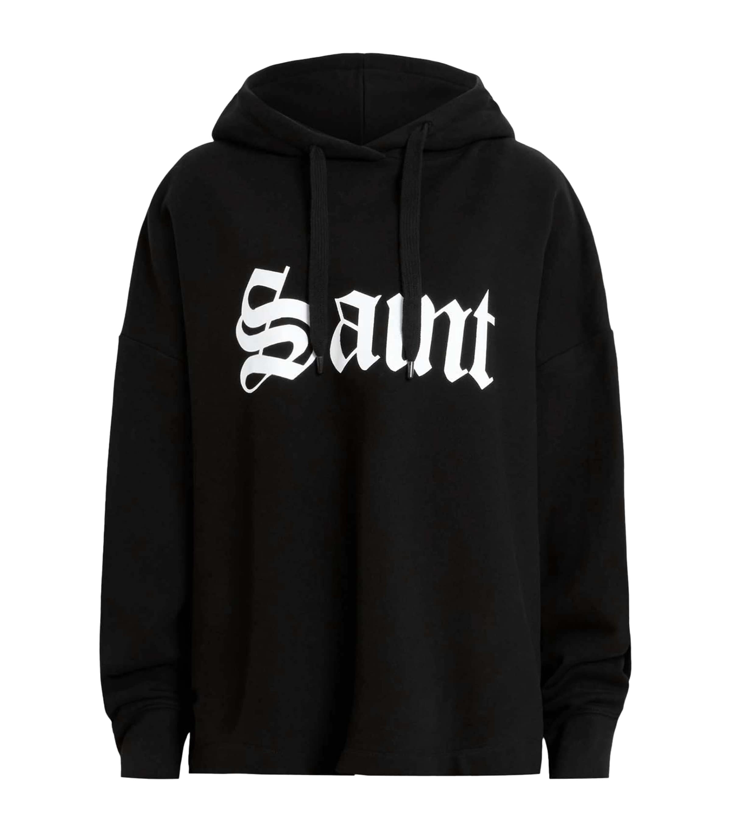 Allsaints Womens Black Etie Branded Cotton-jersey Hoody In Black