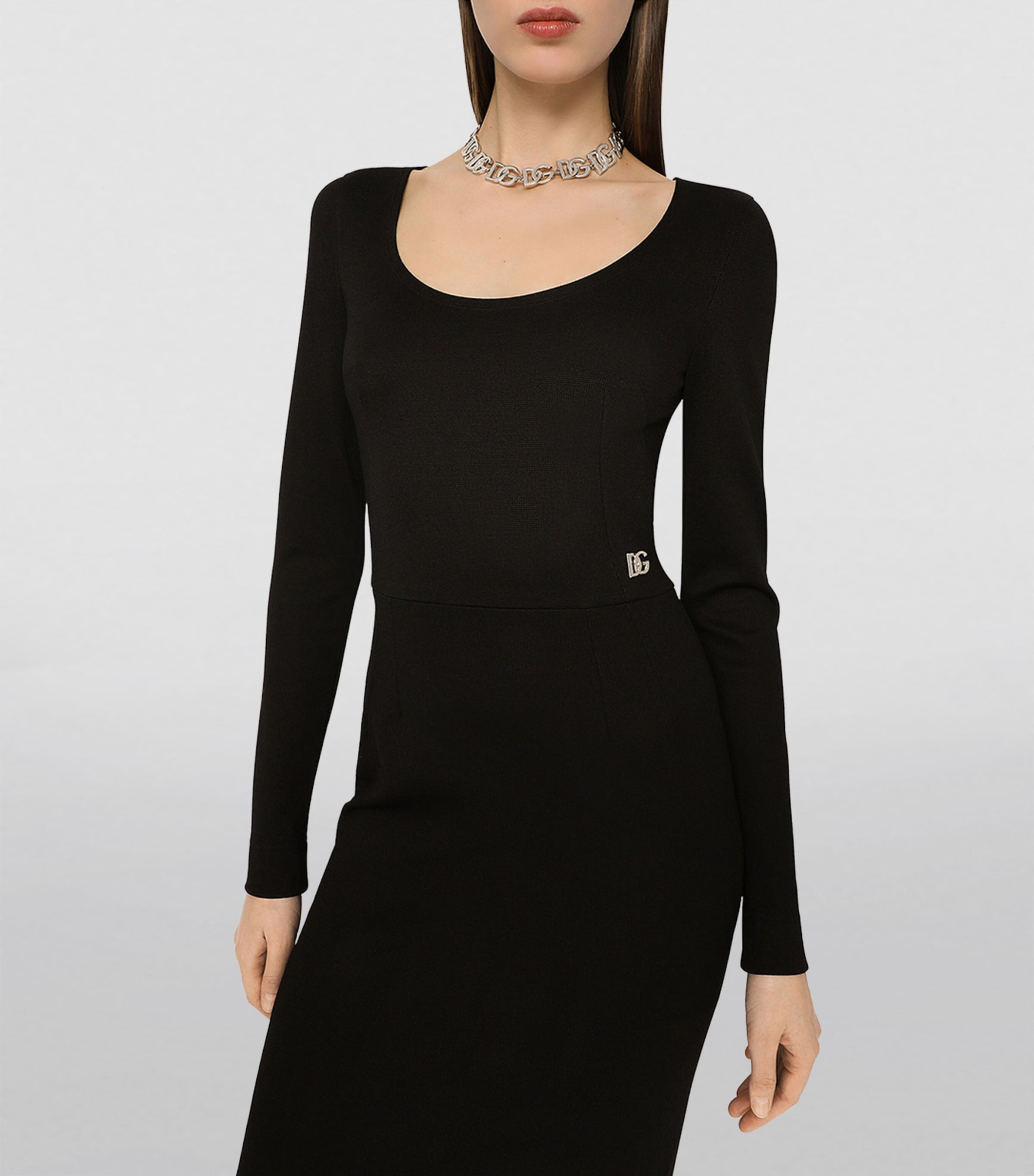 DG Logo Midi Dress N0000-BLACK Image 5