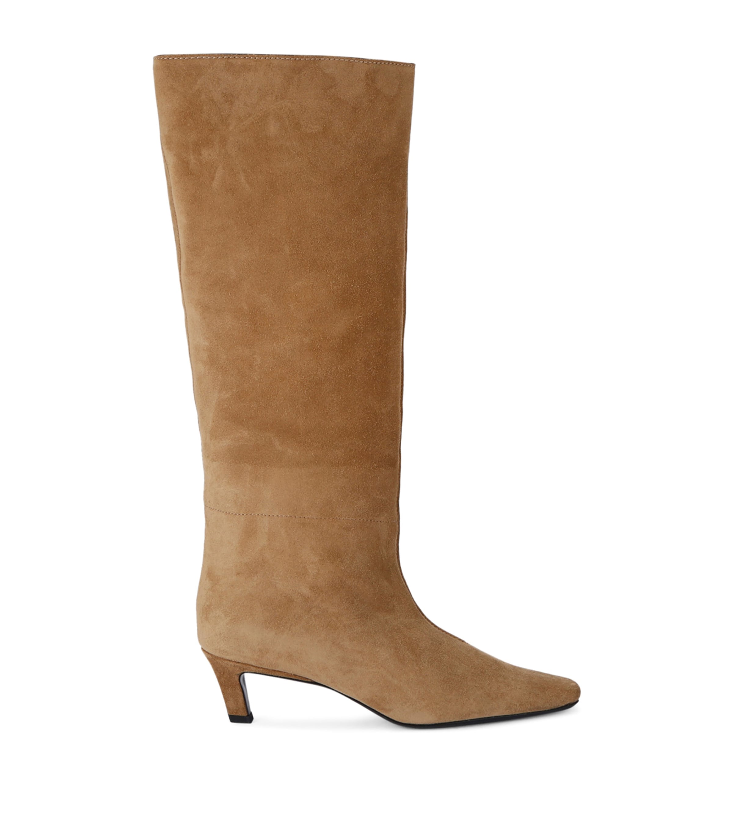 Shop Totême Suede Wide Shaft Knee-high Boots 55 In Beige