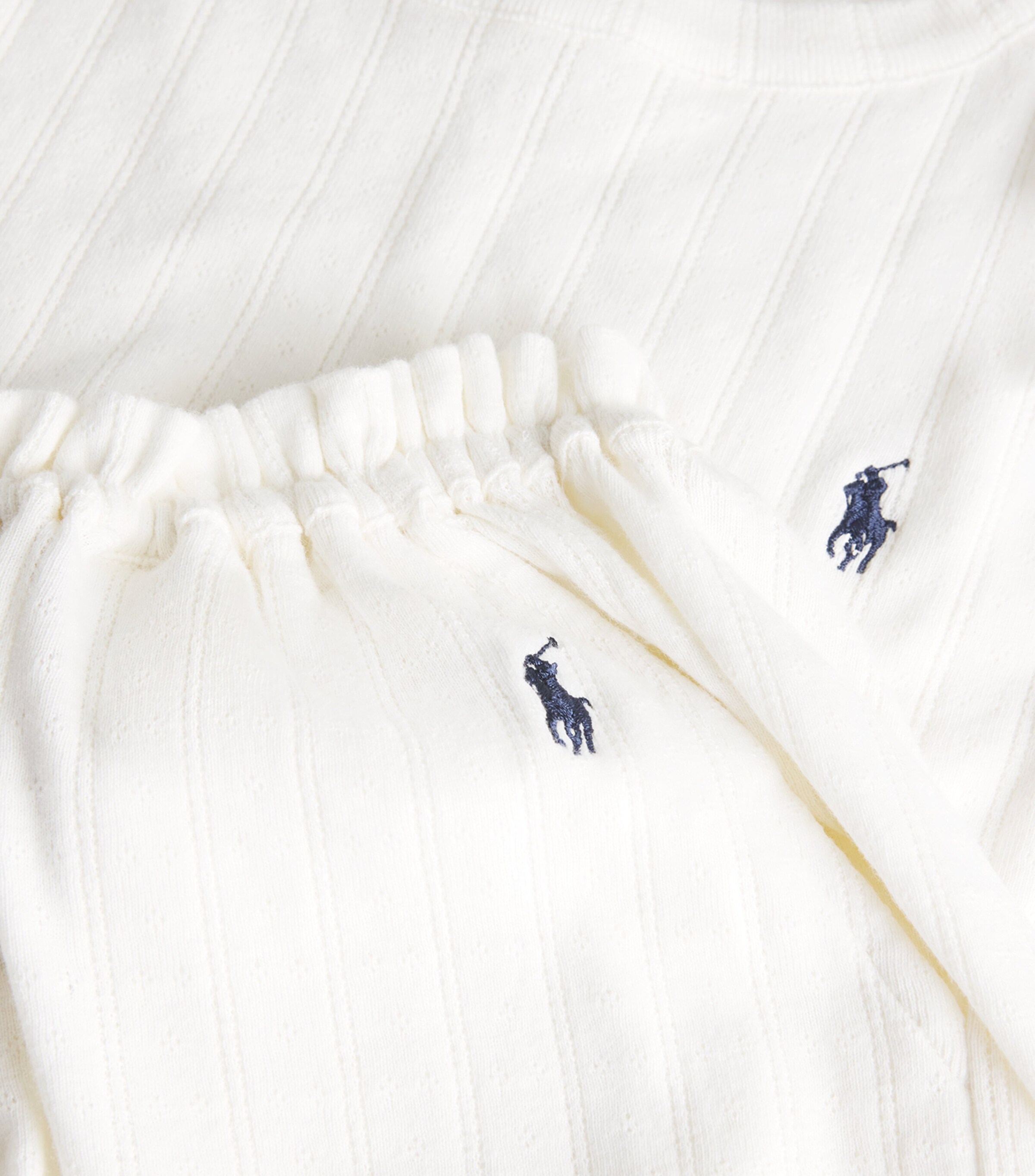 Polo Ralph Lauren Womens Cotton Pointelle Tank and Shorts Pyjama Set Egret Image 5