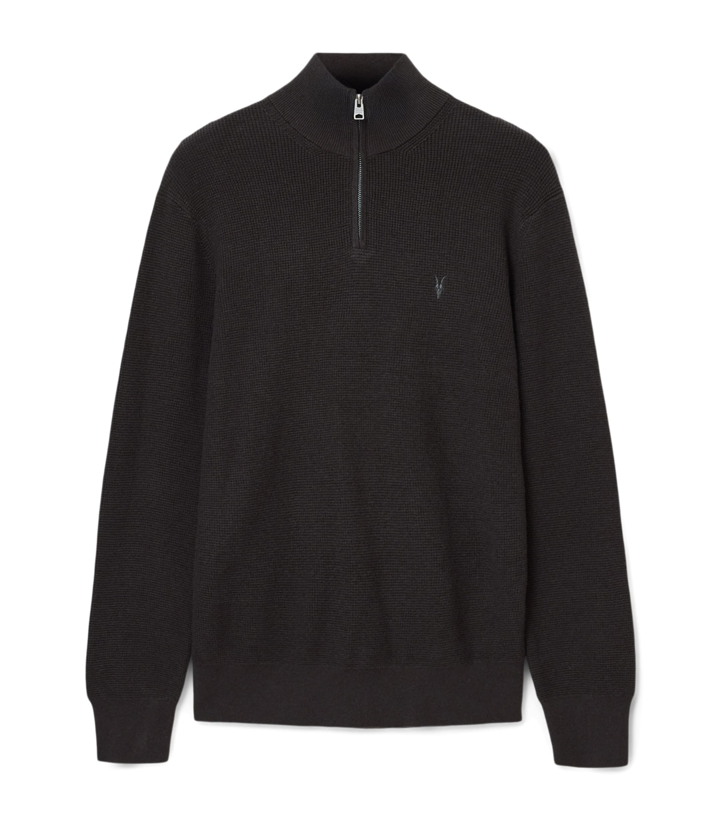 Allsaints Kilburn Funnel Neck Quarter Zip Sweater In Brown