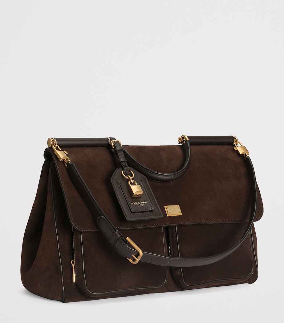 Dolce&Gabbana Suede My Sicily Top-Handle Bag Dark Brown/d Image 3