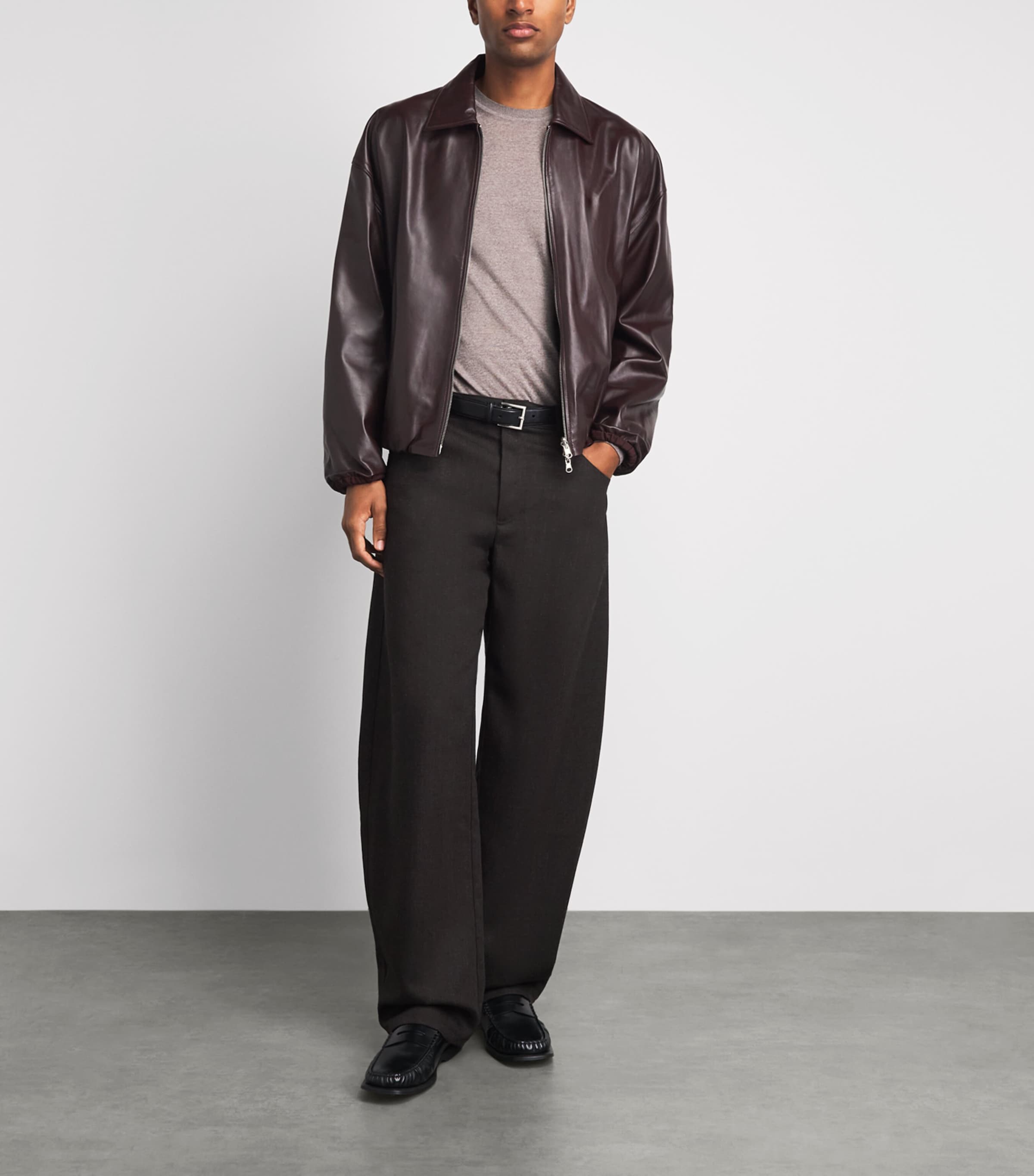 Arma Mens Reversible Backett Leather Bomber Jacket Shiraz Image 2