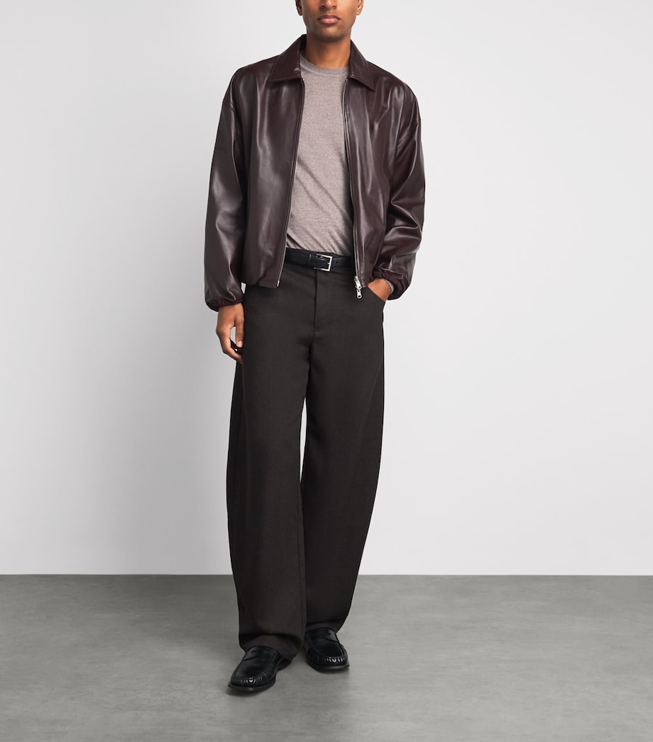 Arma Mens Reversible Backett Leather Bomber Jacket Shiraz Image 2