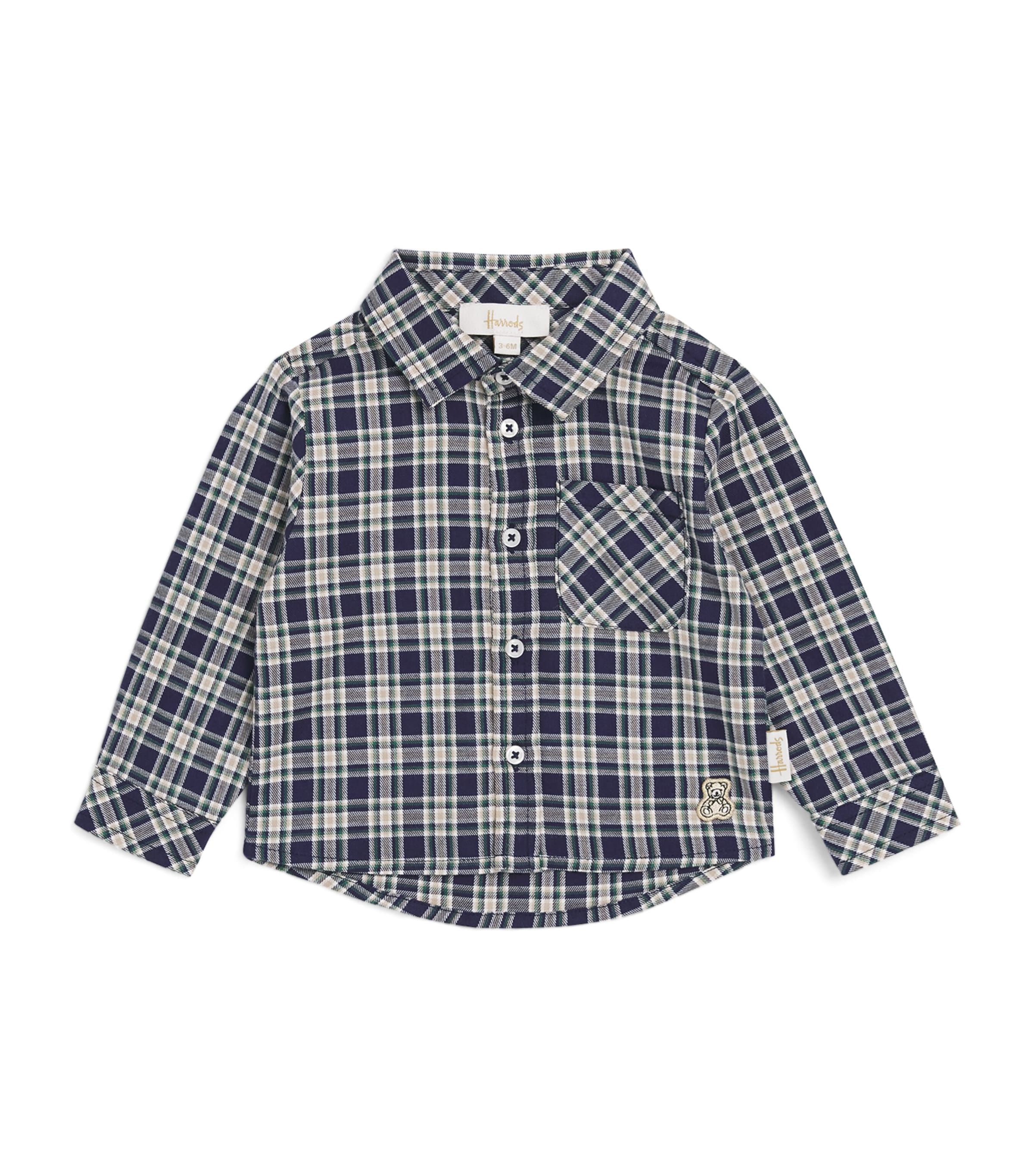 Harrods Cotton Check Shirt (0-18 Months) Navy Image 1