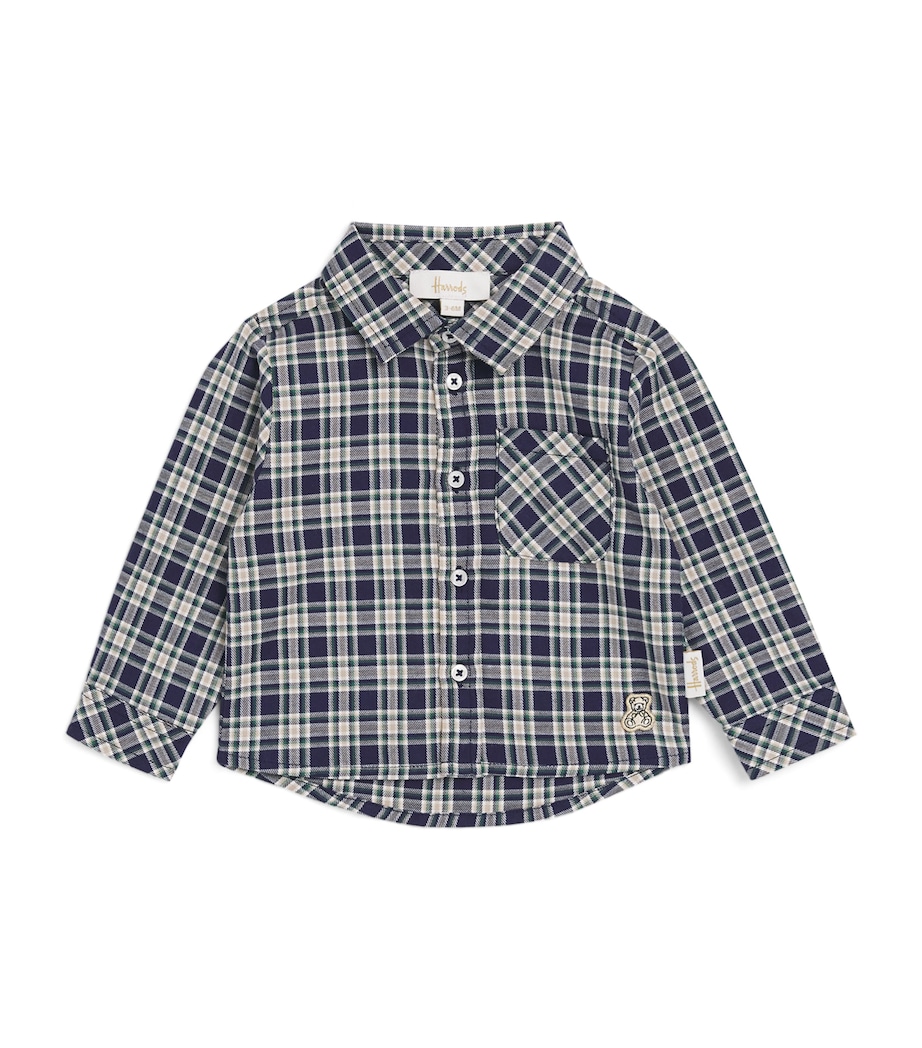 Harrods Cotton Check Shirt (0-18 Months) Navy Image 1