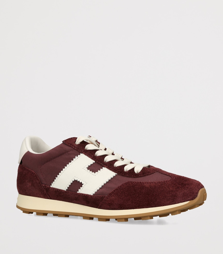 Hogan Suede-Mesh Athletic Sneakers Wine Image 2
