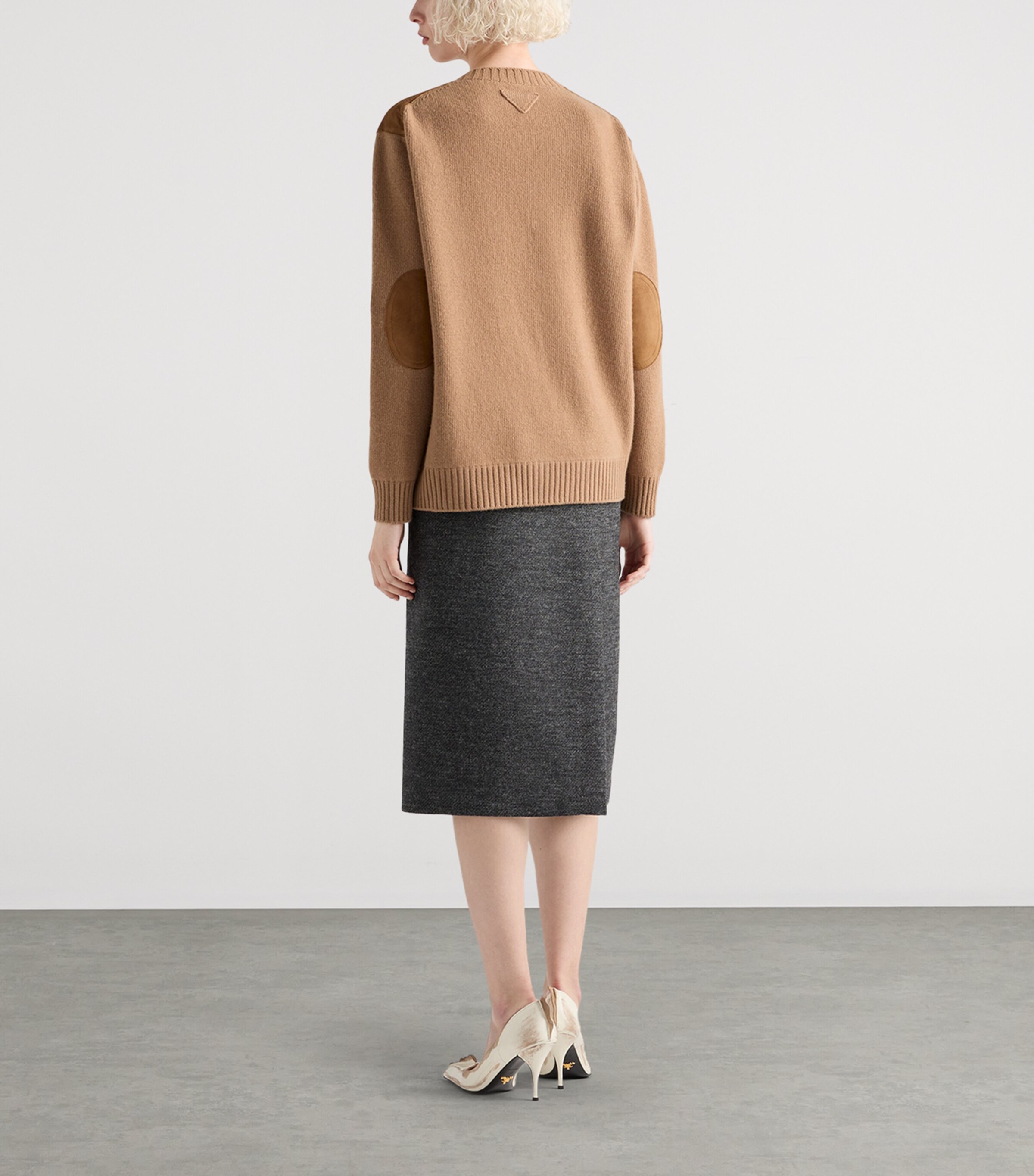 Wool-Cashmere Suede-Trim Sweater F0C59 Image 5