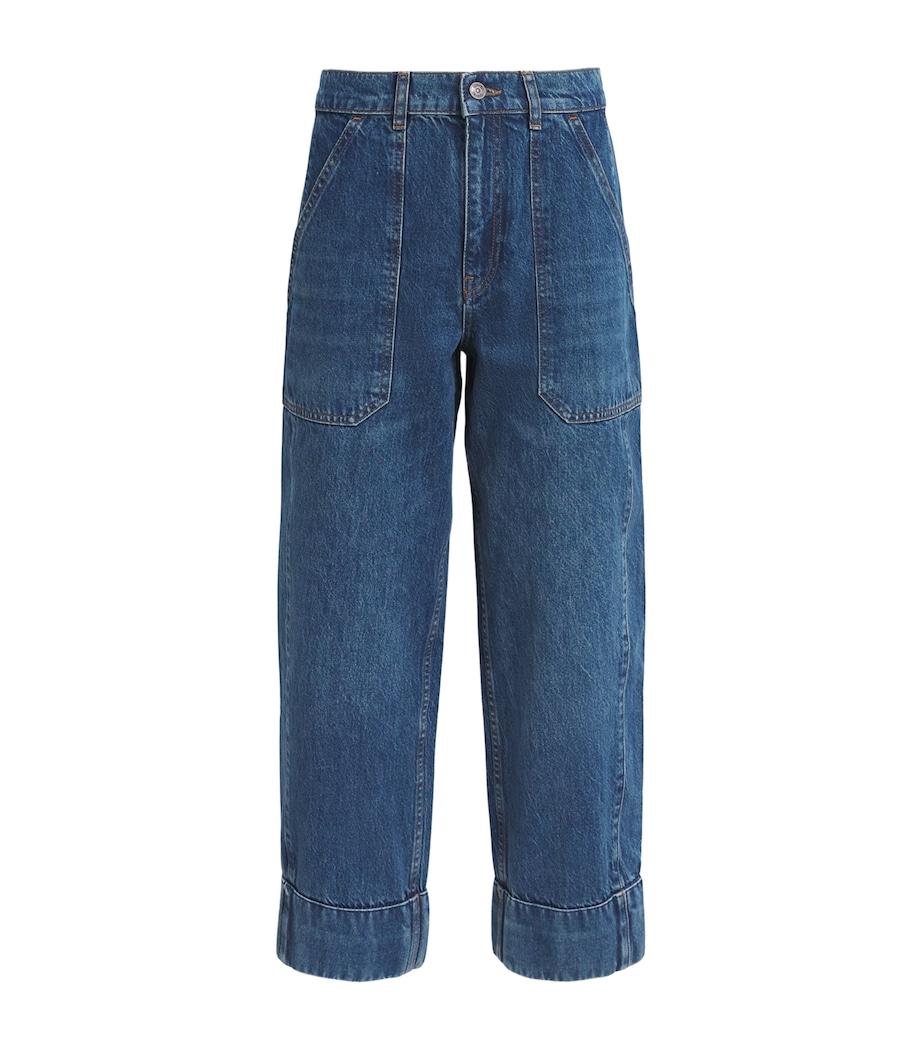 Cropped Straight Jeans DARK WASH Image 1