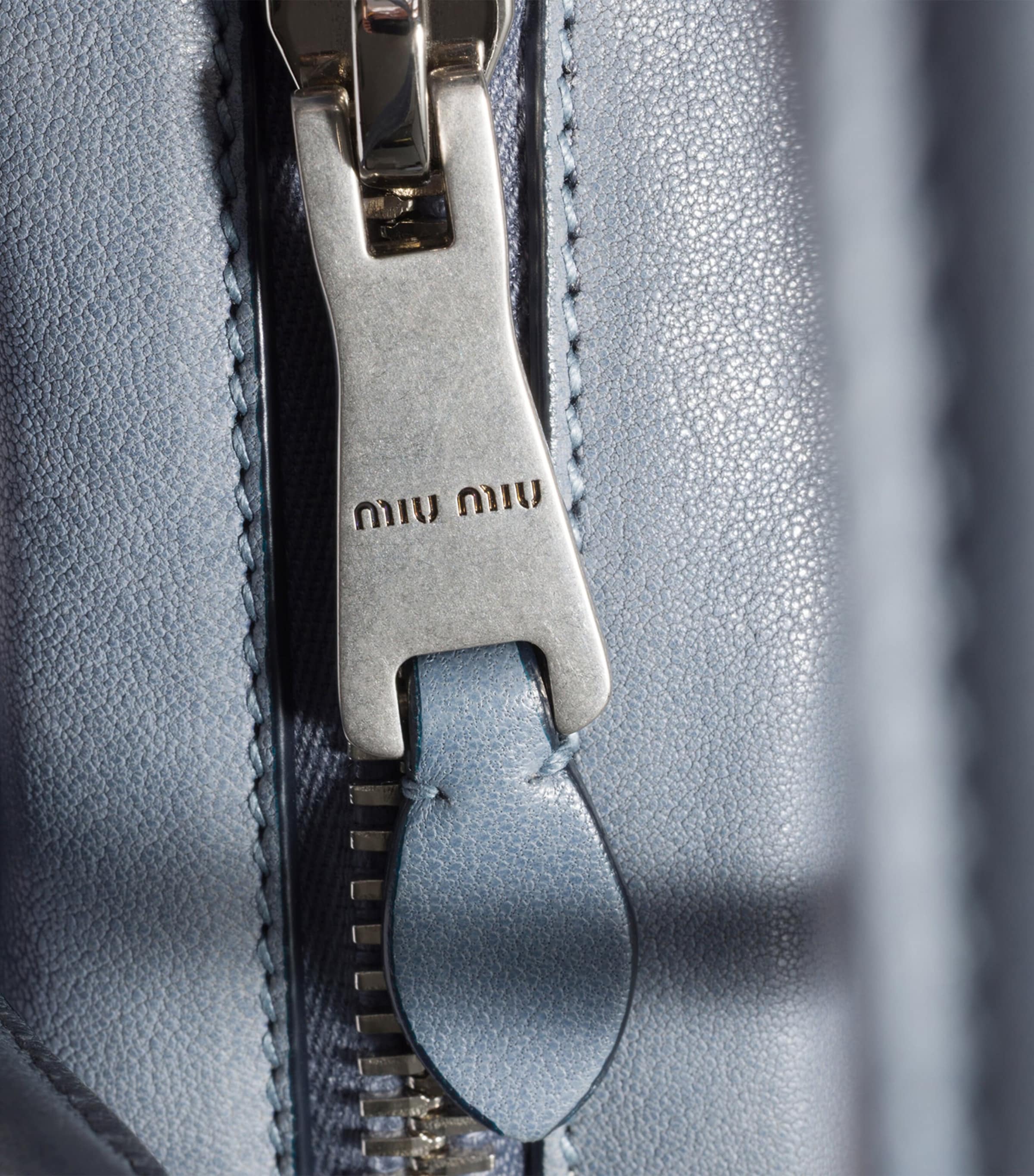 Miu Miu Large Nappa Leather Vivant Top-Handle Bag Blue Image 5